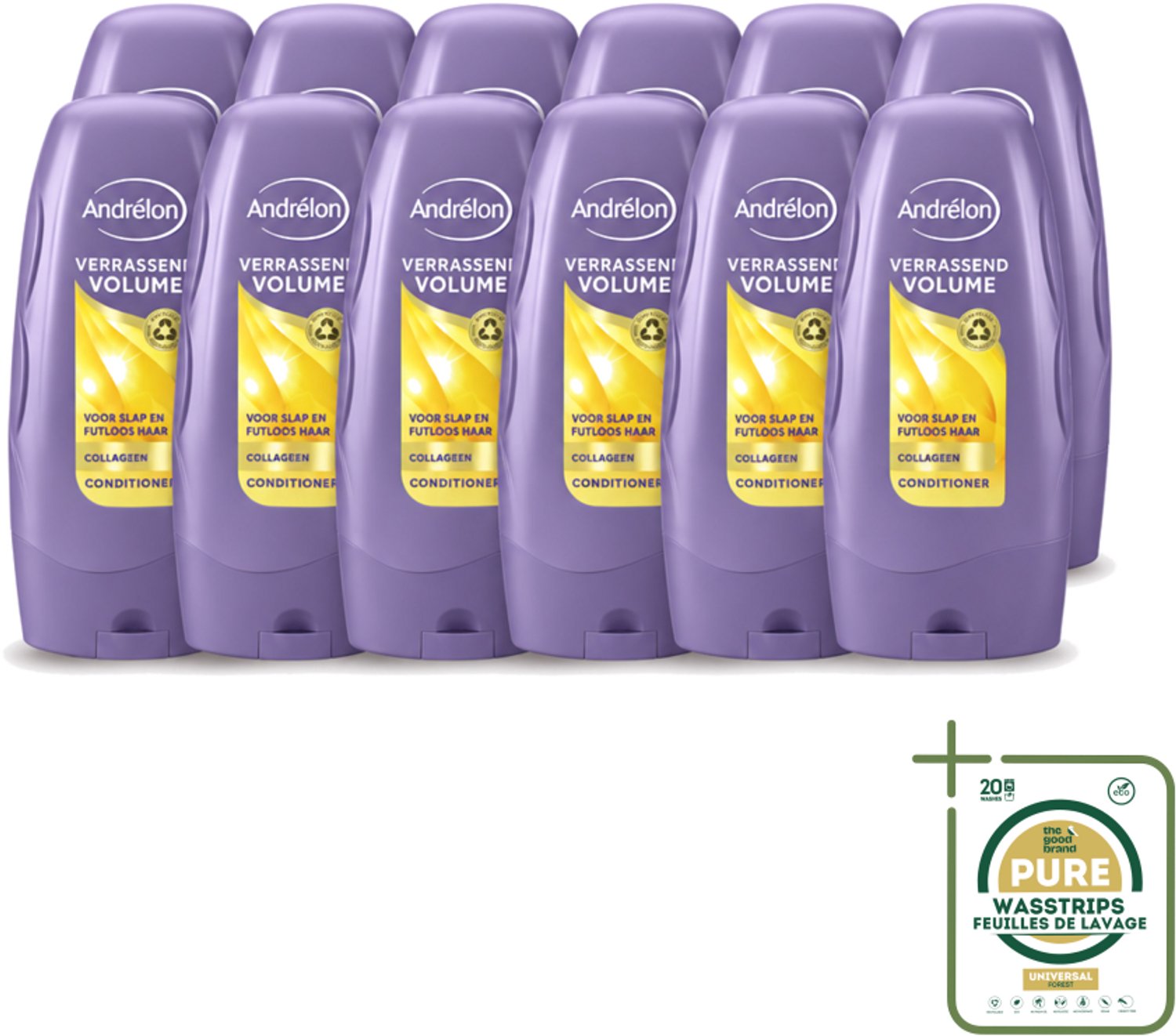 12 x Andrélon - Verrassend Volume - Conditioner - Luchtig & Vol Haar - 250 ml - Wasstrips - Volume - Haarkleur - Haartype - Haartoevoeging - Haartoevoeging