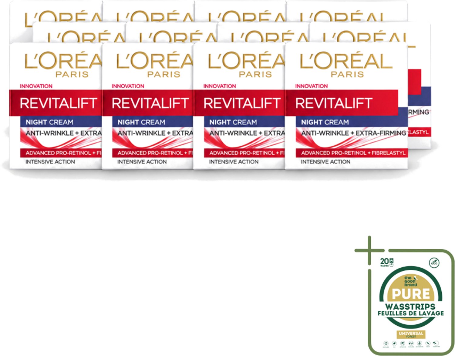 12 x L'Oréal Revitalift - Nachtcrème - Anti-Rimpel - Hydraterend en Verstevigend - 50 ml - Anti-rimpel Crème - Nachtcrème - Anti-aging Crème - Hydraterende Crème - Huidversteviging