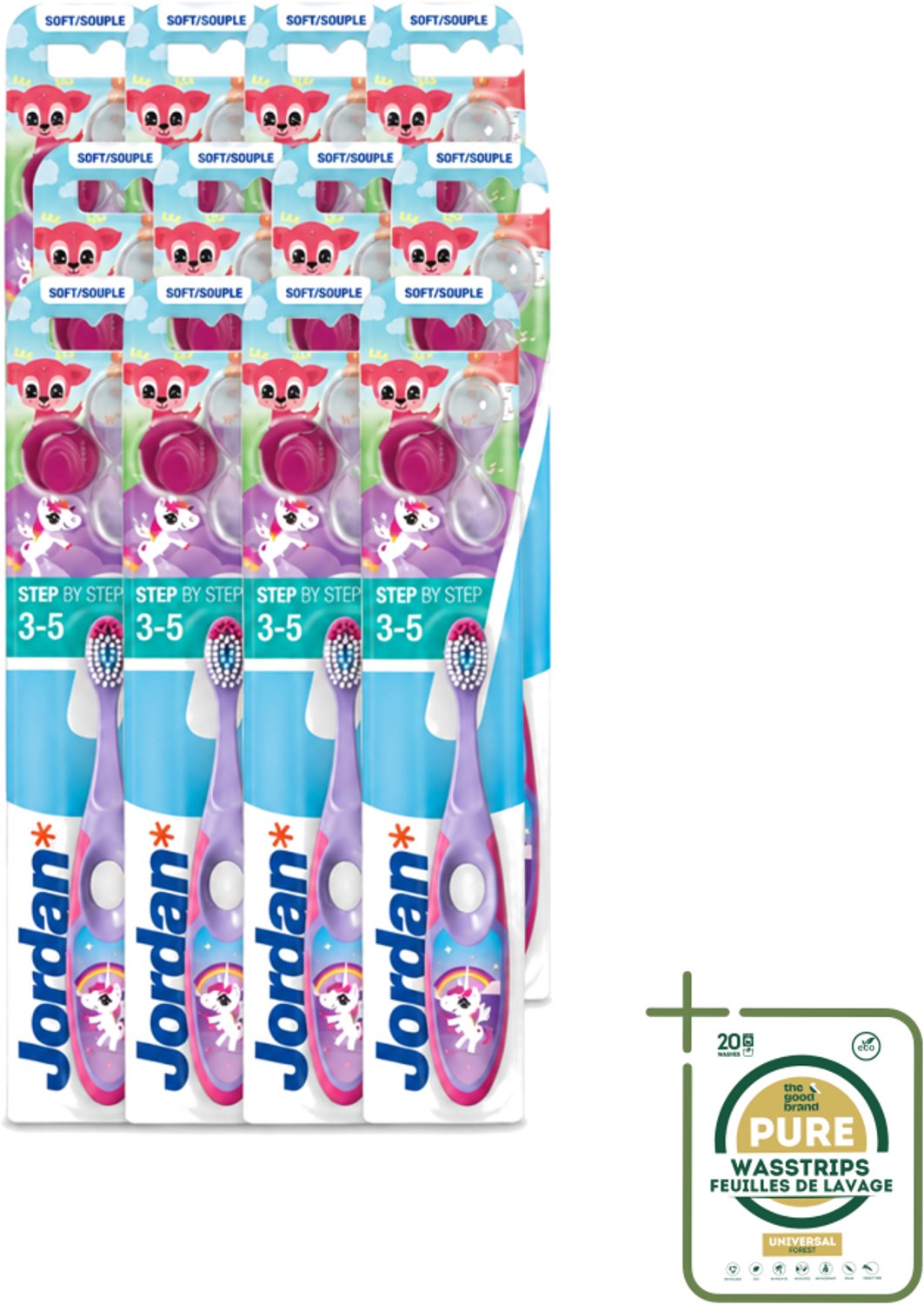 12 x Jordan - Step By Step - Kindertandenborstel - 3-5 jaar - Kindertandenborstel 3-5 Jaar - Tandenborstel Melkgebit - Tandenborstel Voor Kinderen - Tandenborstel Zachte Haren - Tandenborstel Voor Melktanden