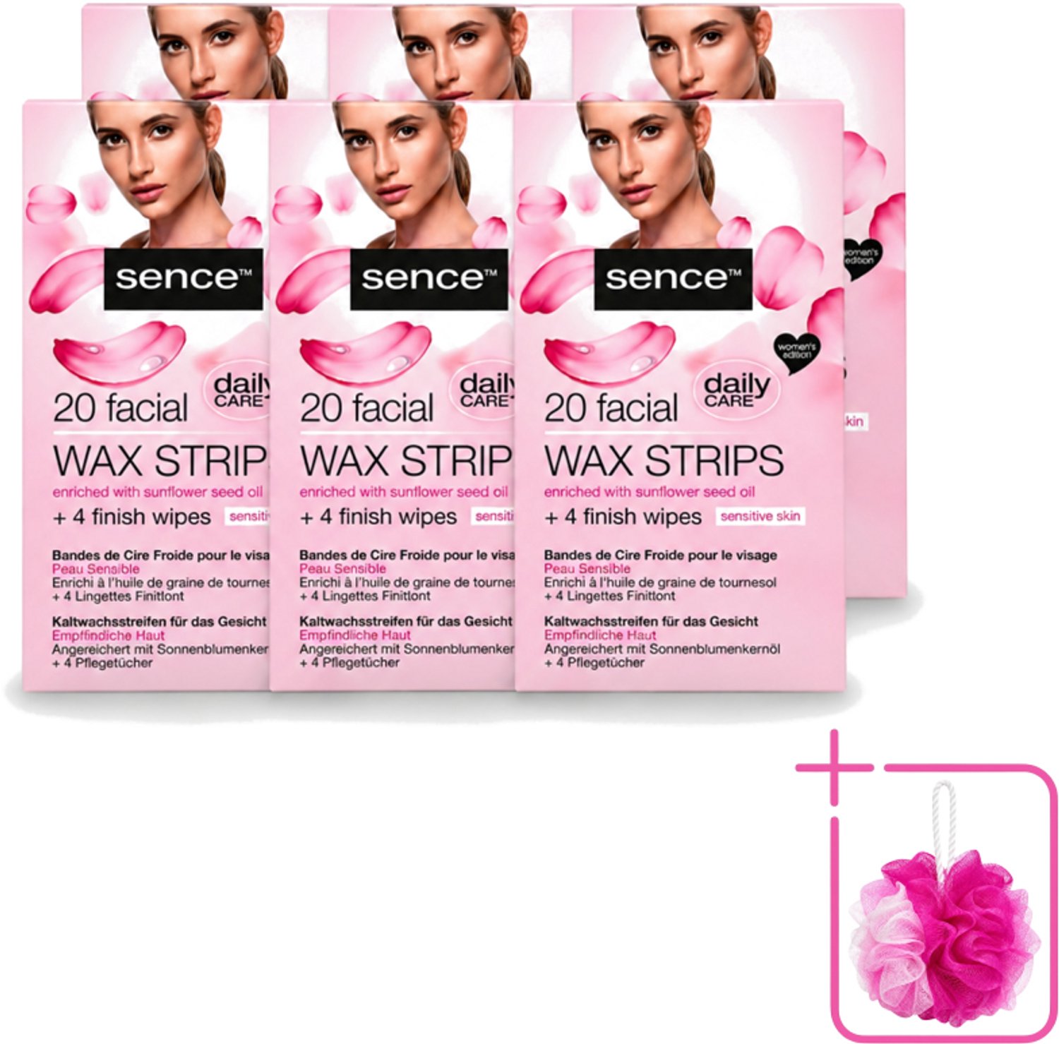 6 x Sence - Waxstrips - Gezicht - 20 Waxstrips - Bulkverpakking - Gezichts-waxstrips - Douchemop - Gezichts-waxen