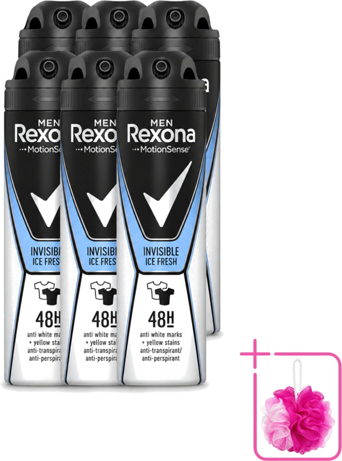 6 x Rexona Men - Invisible Ice Fresh - Deodorant Spray - 150 ml - Bulkverpakking - Deodorant spray - Zweetbescherming