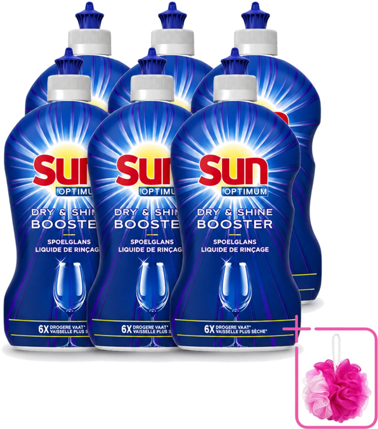 6 x Sun - Shine & Dry Booster - Spoelglans - 450 ml - Bulkverpakking - Spoelglans - Douchemop - Vaatwasmachine