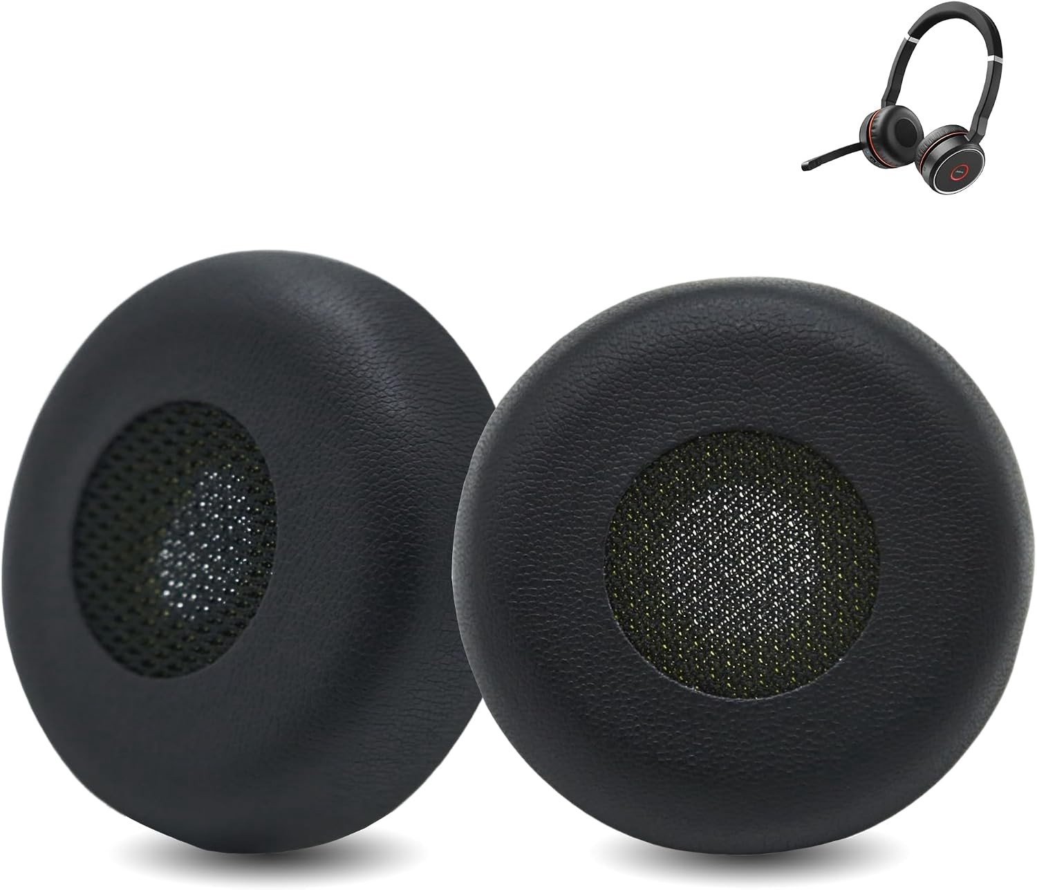 Comfortabele Vervangende Oorkussens voor Jabra Evolve 75 - Hoofdtelefoon Oorkussens van Echte Leer, Geluidsisolatie en Duurzaam Design