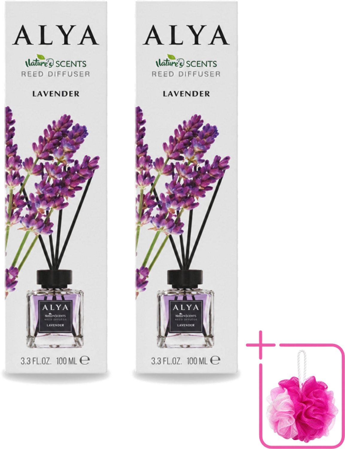 2 x Alya – Reed Diffuser – Lavender – Interieurparfum - Bulkverpakking - Lavendel geurstokjes - Douchemop - Rustgevende geur