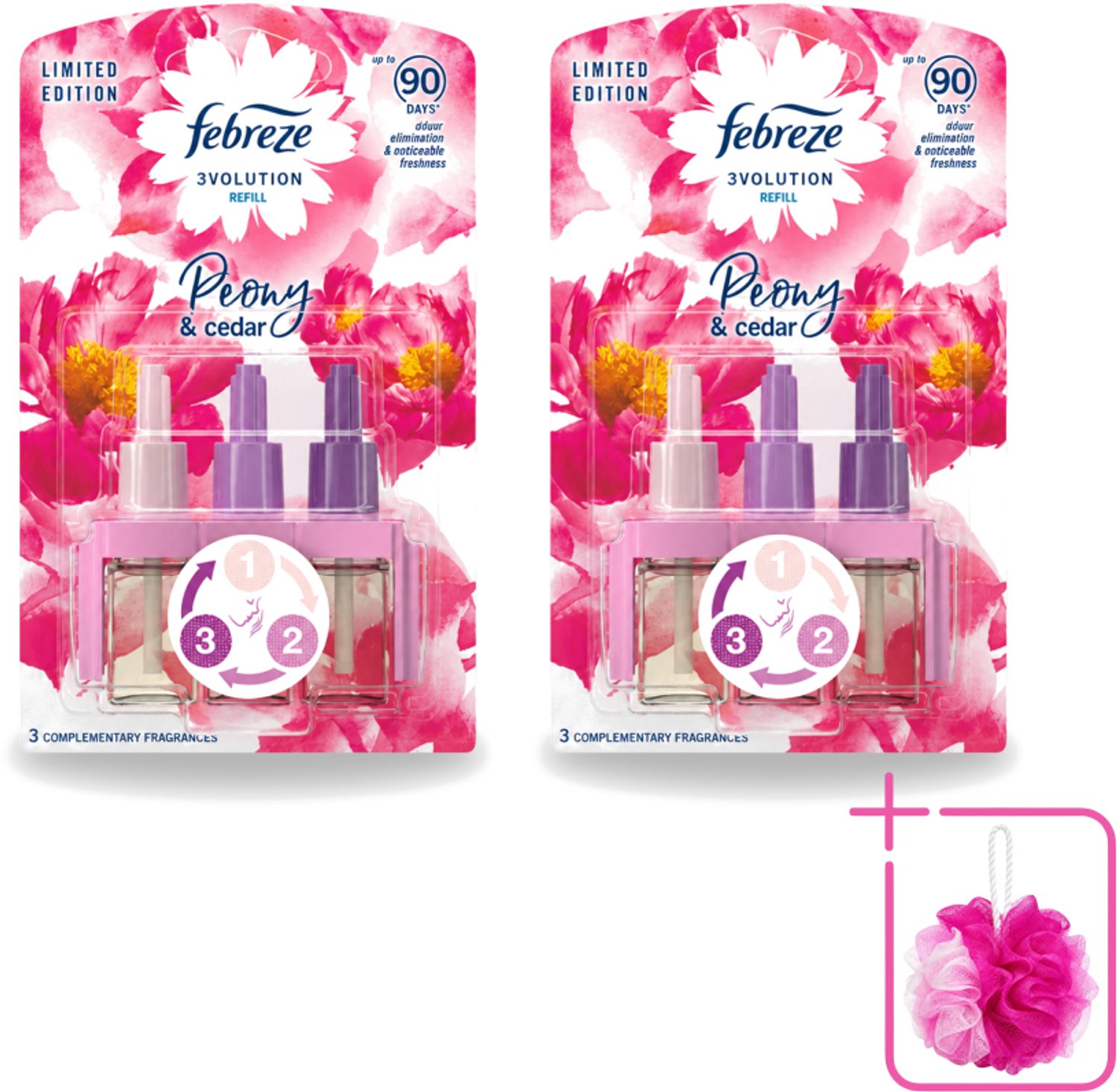 2 x Ambi Pur – Luchtverfrisser – 3Volution Peony & Cedar – Langdurig - Bulkverpakking - Luchtverfrisser - Douchemop - Elektrische luchtverfrisser