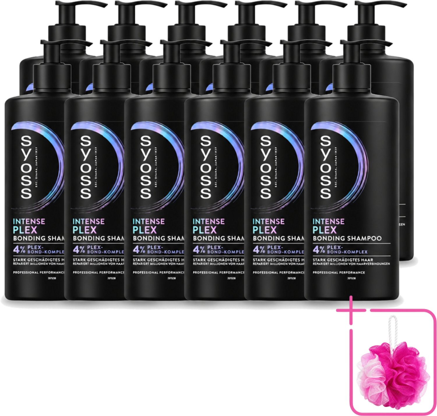 12 x Syoss – Shampoo – Intense Plex – 440 ml - Bulkverpakking - Haarherstel - Douchemop - Haarversterking