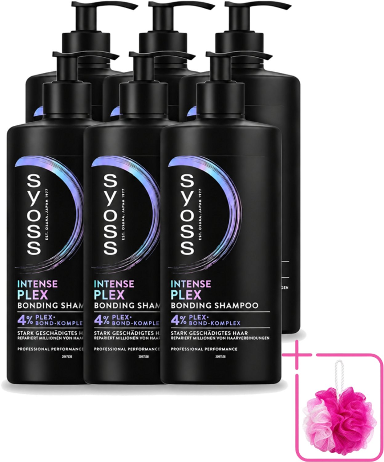 6 x Syoss – Shampoo – Intense Plex – 440 ml - Bulkverpakking - Haarherstel - Douchemop - Haarversterking