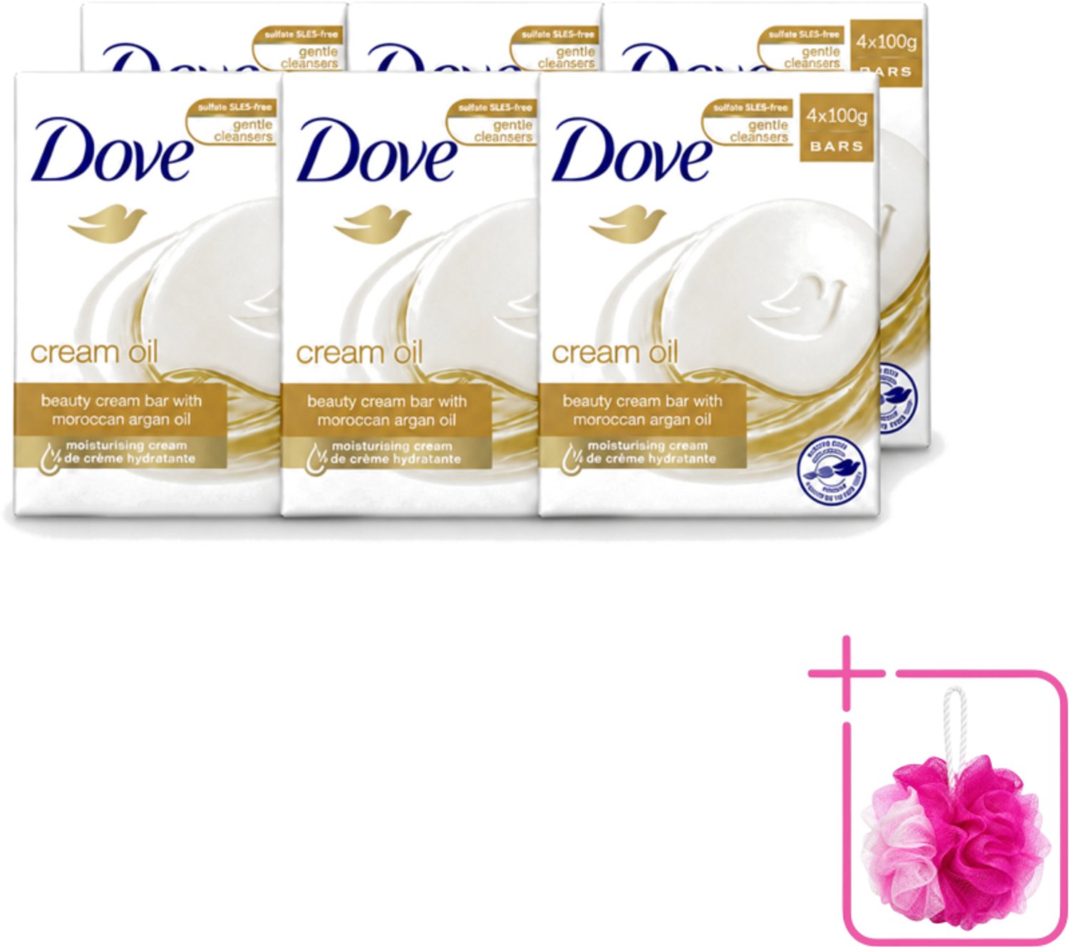 6 x Dove – Zeep – Cream Oil Soap Bar – 4 x 100 g - Bulkverpakking - Zeep - Douchemop - Huid verzorging
