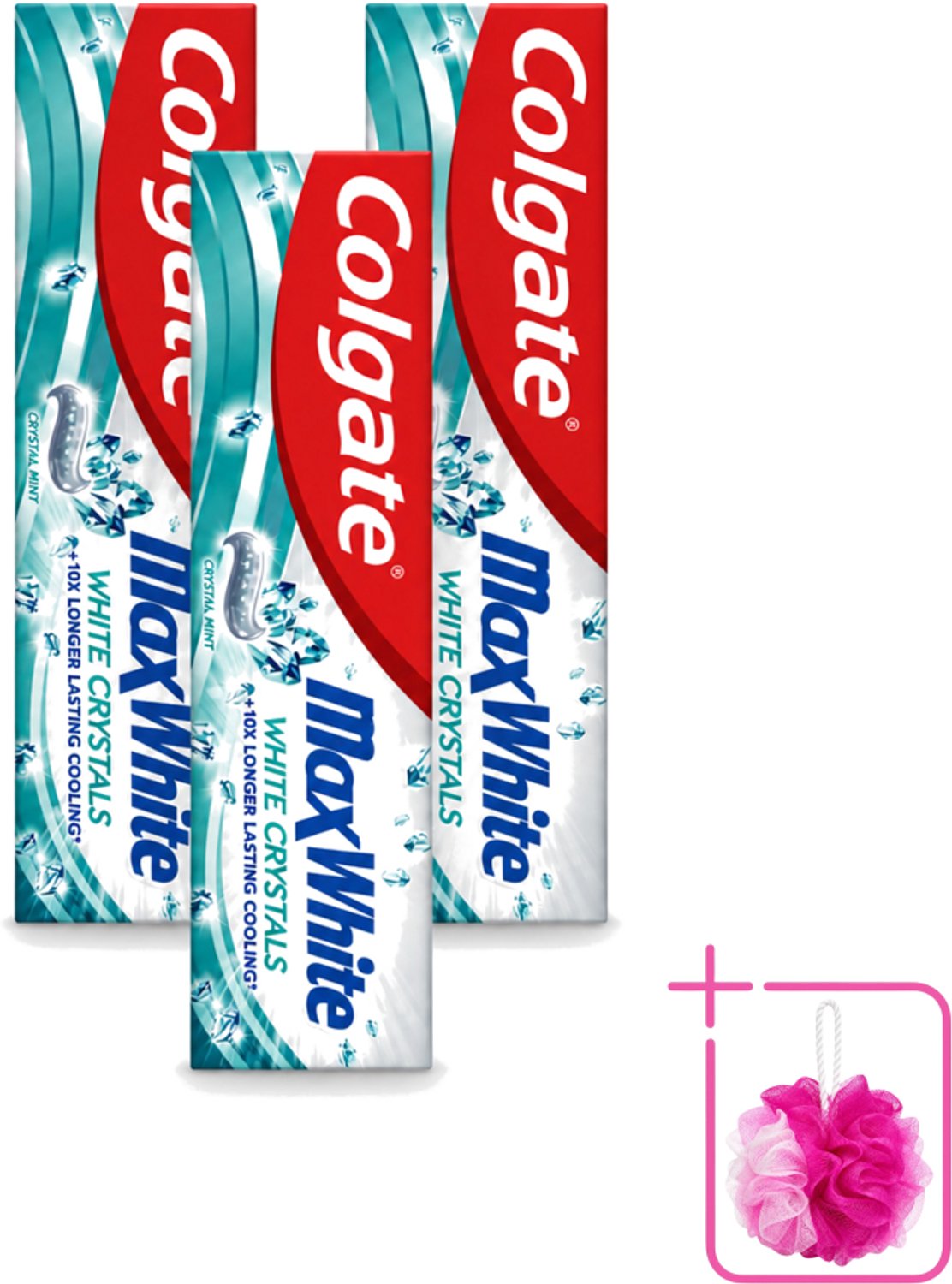 3 x Colgate - Max White - Whitening Crystals - Tandpasta - 100ml - Bulkverpakking - Witte tanden - Douchemop - Tanden reinigen