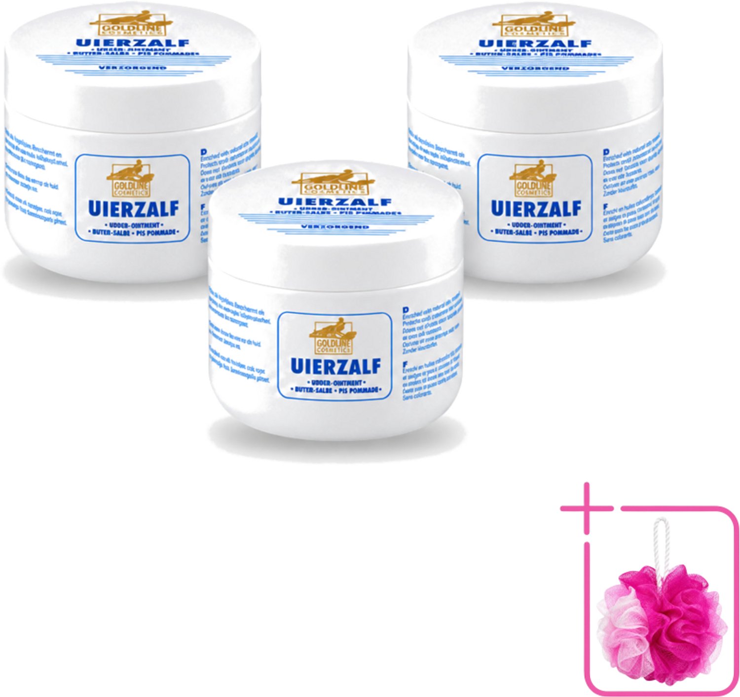 3 x Goldline - Uierzalf - Bodycrème - Beschermend - 250 ml - Bulkverpakking - Uierzalf - Douchemop - Huidbescherming