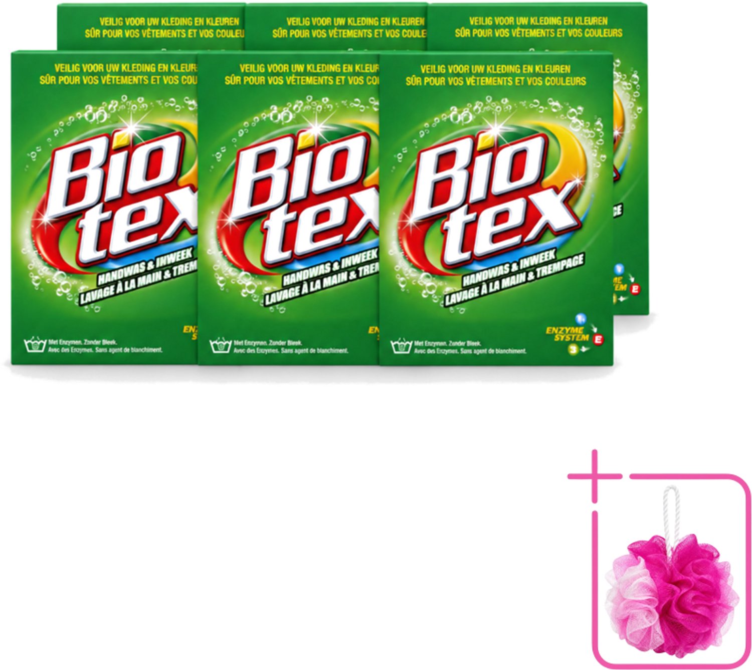 6 x Biotex - Waspoeder - Handwas & Inweek - Actieve Biologische Enzymen - 720 g - Bulkverpakking - Handwas - Douchemop - Inweek waspoeder