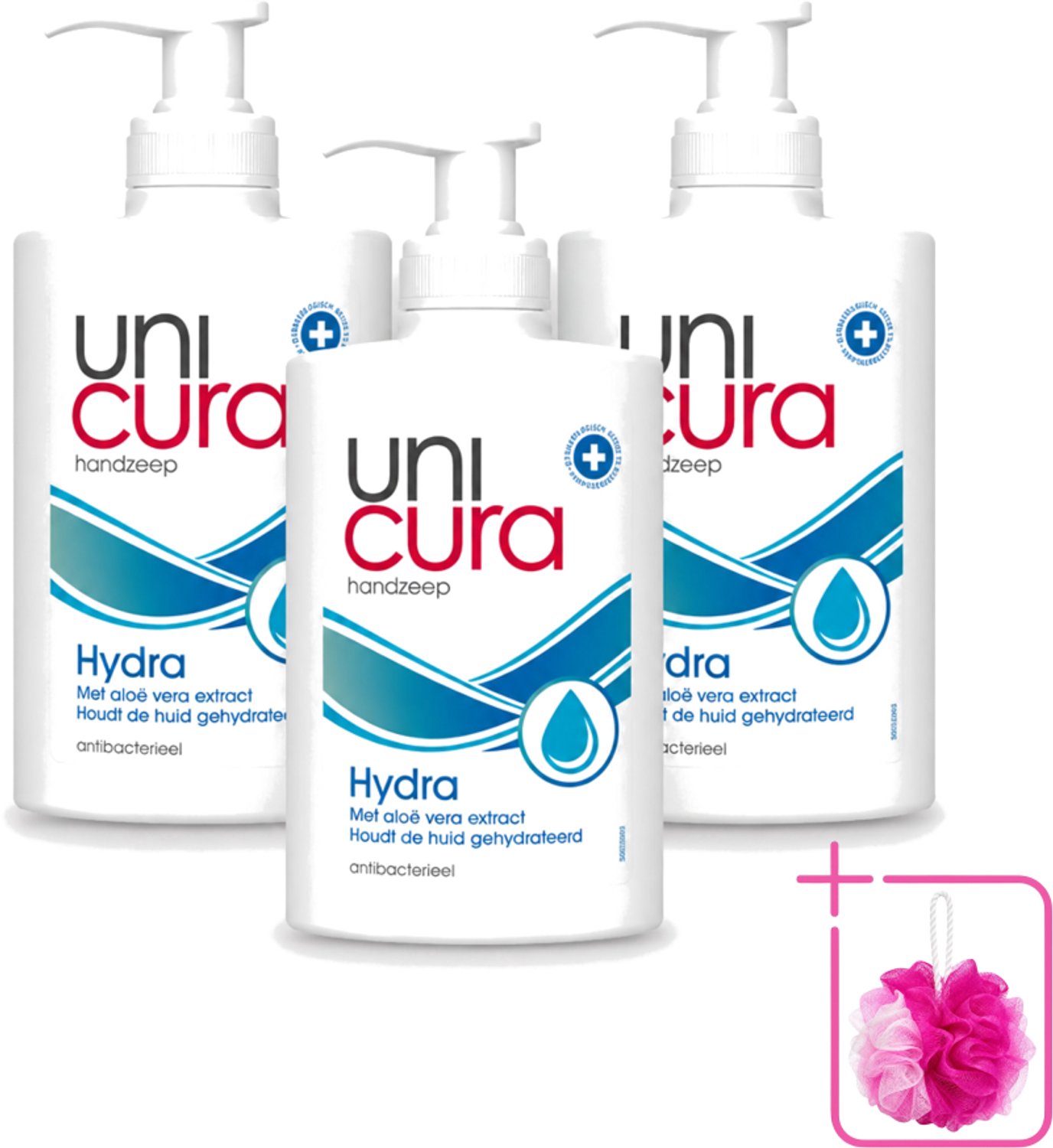3 x Unicura - Vloeibare Zeep Hydra - Hydraterend - 250 ml - Bulkverpakking - Handzeep - Douchemop - Hydra