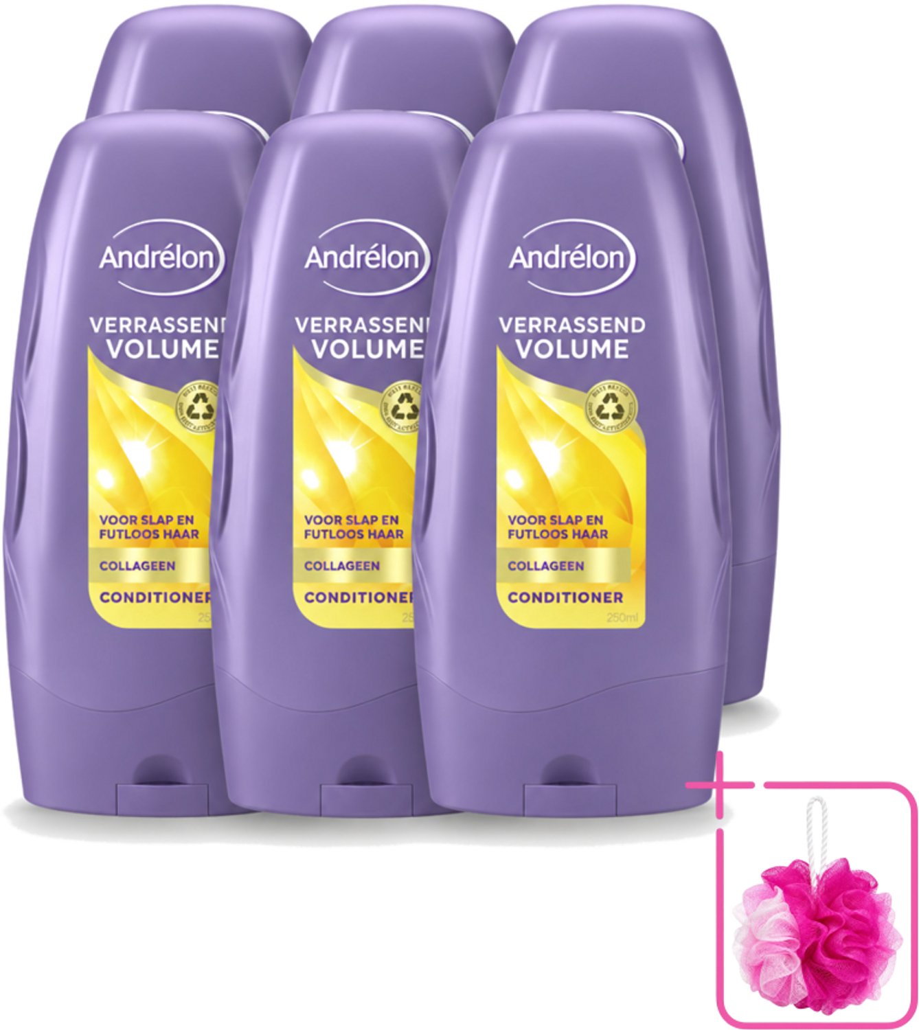 6 x Andrélon - Verrassend Volume - Conditioner - Luchtig & Vol Haar - 250 ml - Bulkverpakking - Volume - Douchemop - Haarkleur