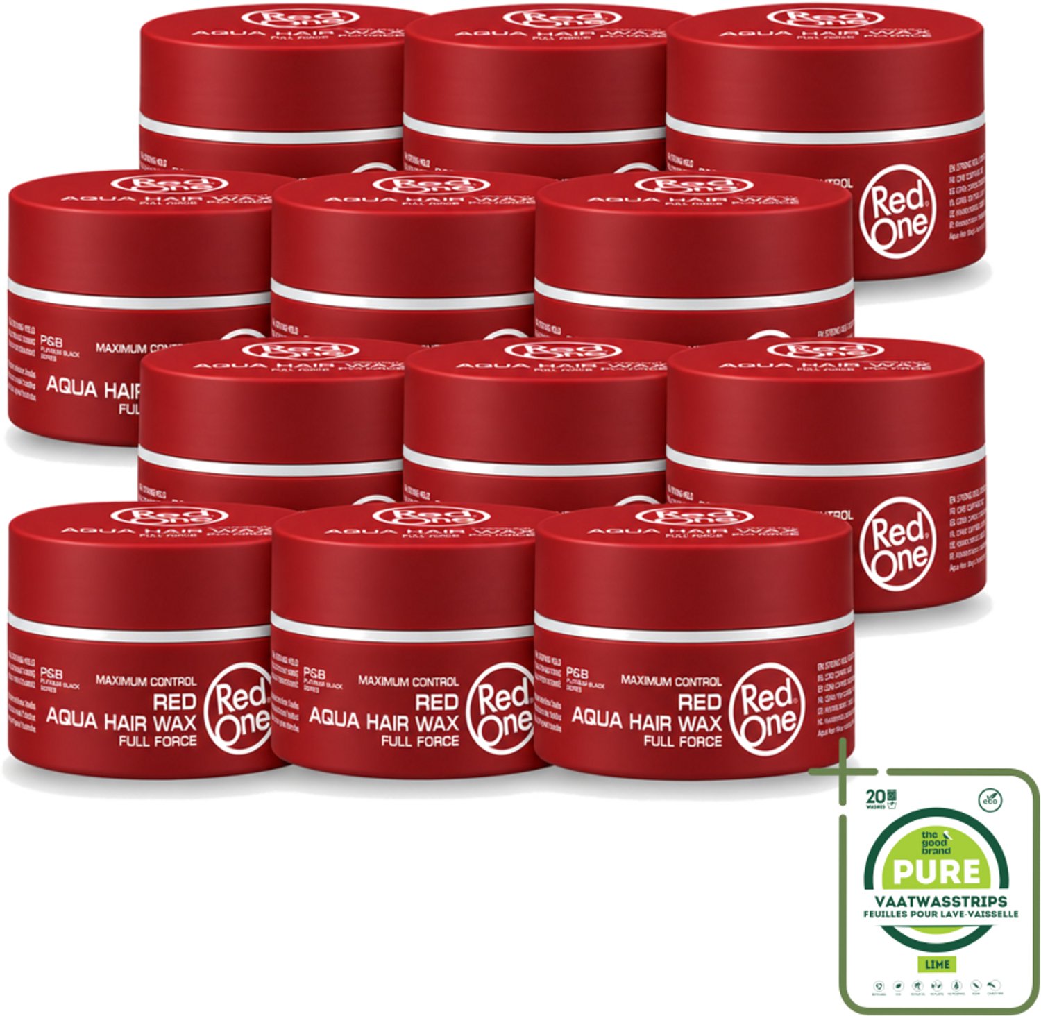 12 x Red One - Haarwax - Red - Aqua Hair Wax - Voor Stevige Styling & Glanzend Resultaat - 150 ml - Grootverpakking - Haarwax - Strak Haar - Glanzend Haar - Stijl - Haarstylen