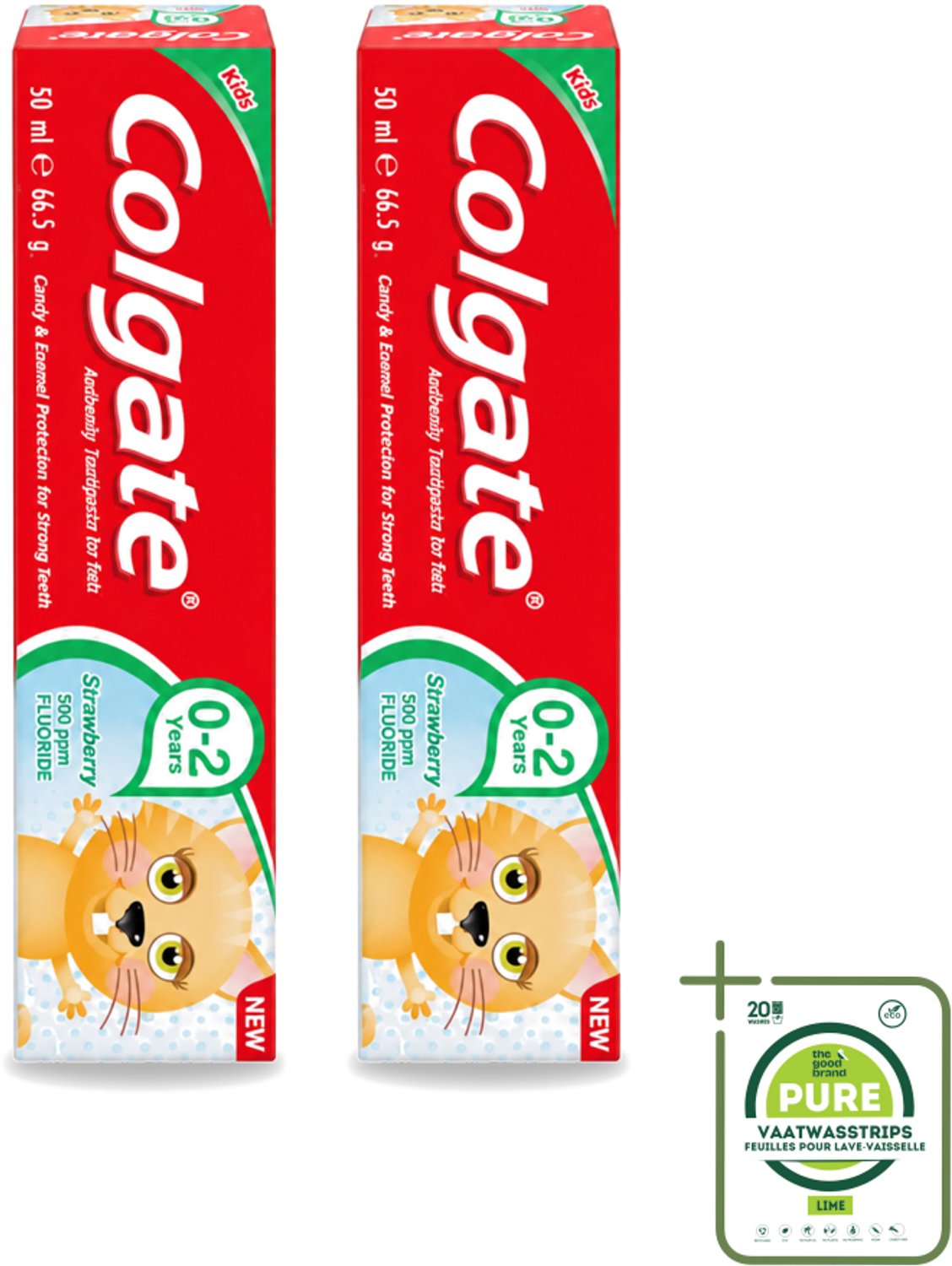 2 x Colgate - Aardbeismaak - Kindertandpasta - Voor 0 tot 2 jaar oud - 50ml - Grootverpakking - Vaatwasstrips - Baby Tandpasta - Kindertandpasta - Aardbeismaak - Tandenpoetsen Voor Kinderen - Gaatjes Voorkomen