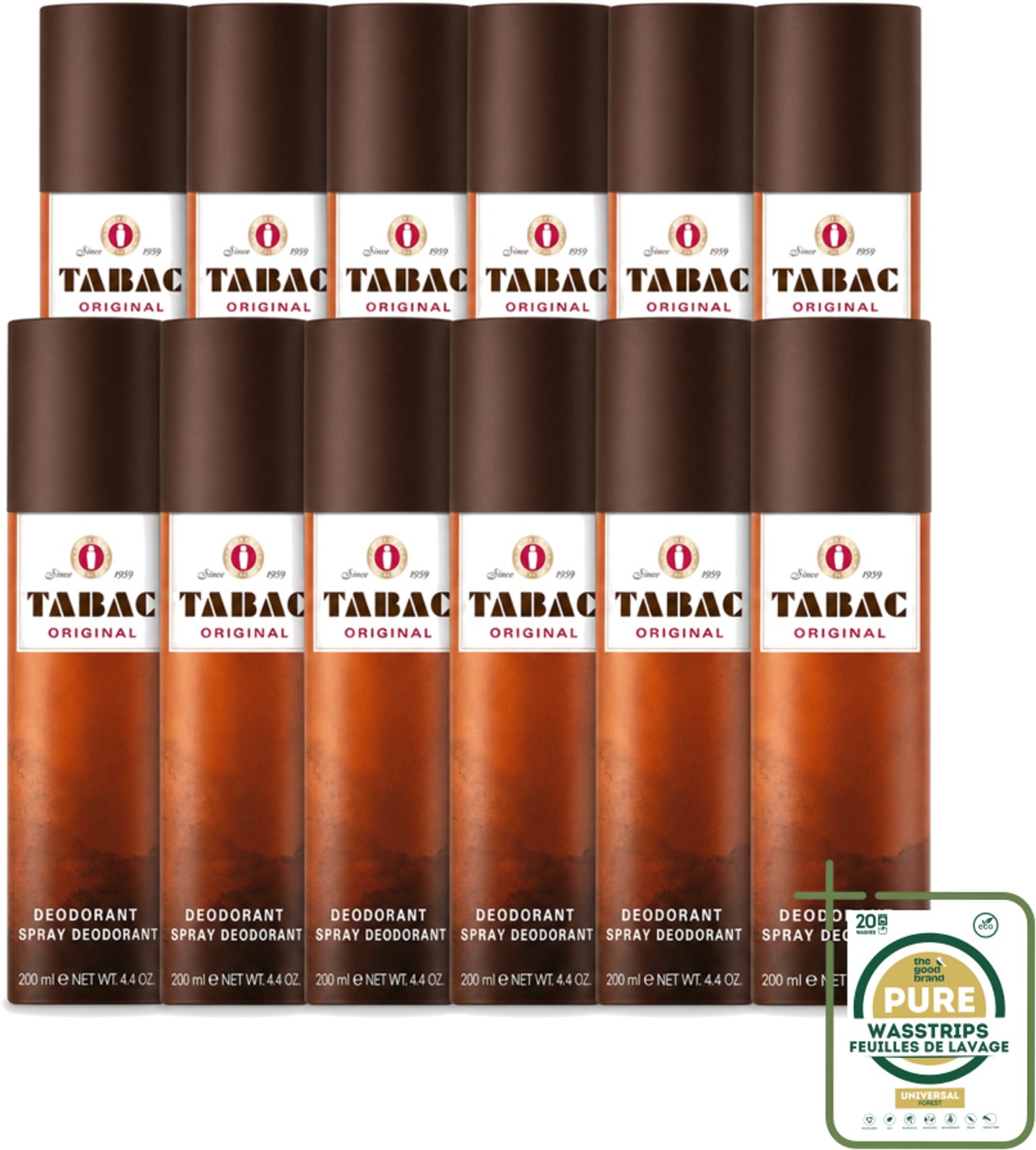 12 x Tabac Original - Deodorant Spray - Anti-transpirant - 200 ml - Tabac Original - Deodorant Spray - Anti-transpirant - Zweetvermindering - Mannelijke Geur