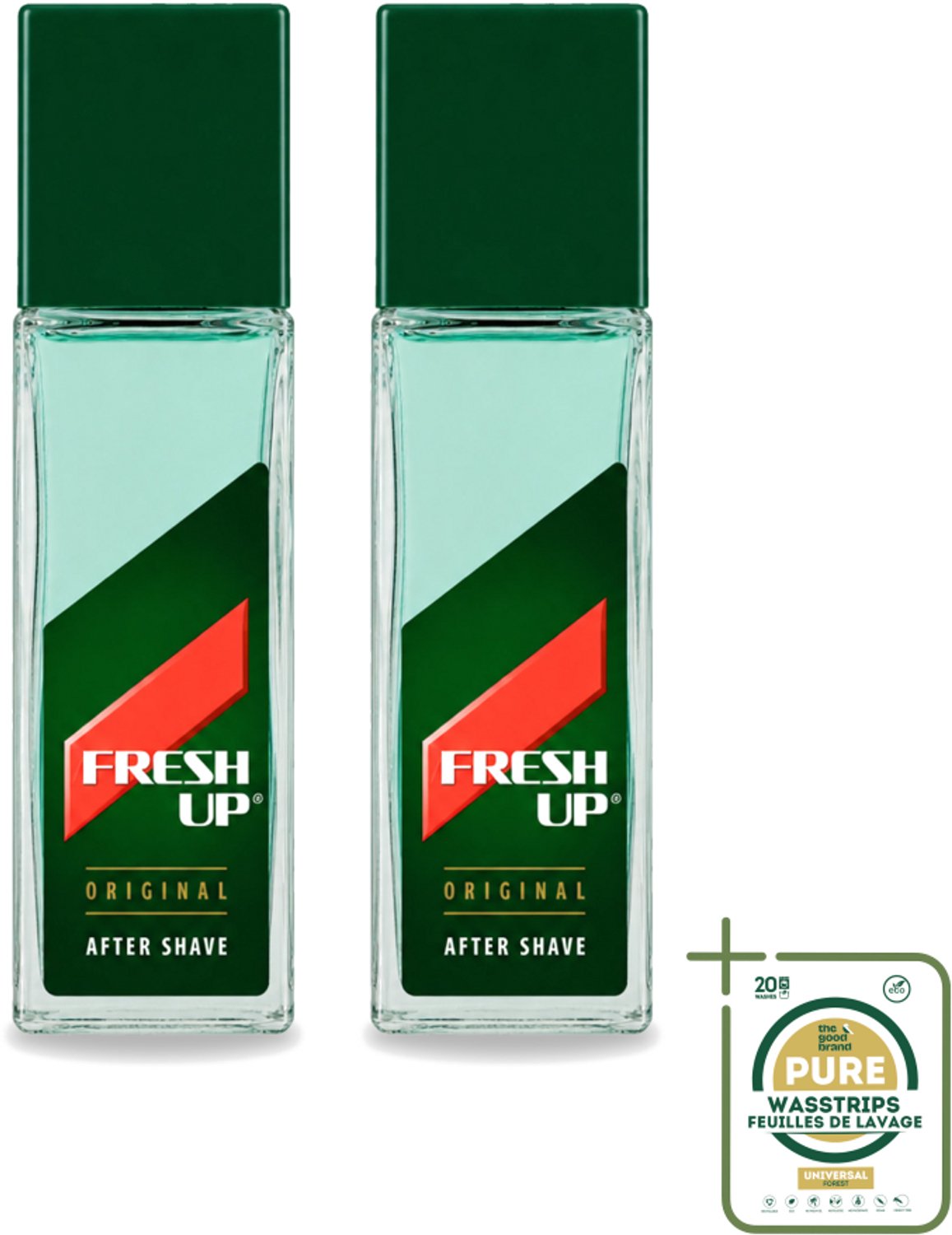 2 x Fresh Up - Aftershave Lotion - Original - for Men - 100 ml - Wasstrips - Aftershave Lotion - Scheren - Huidverzorging - Menthol - Hamamelis