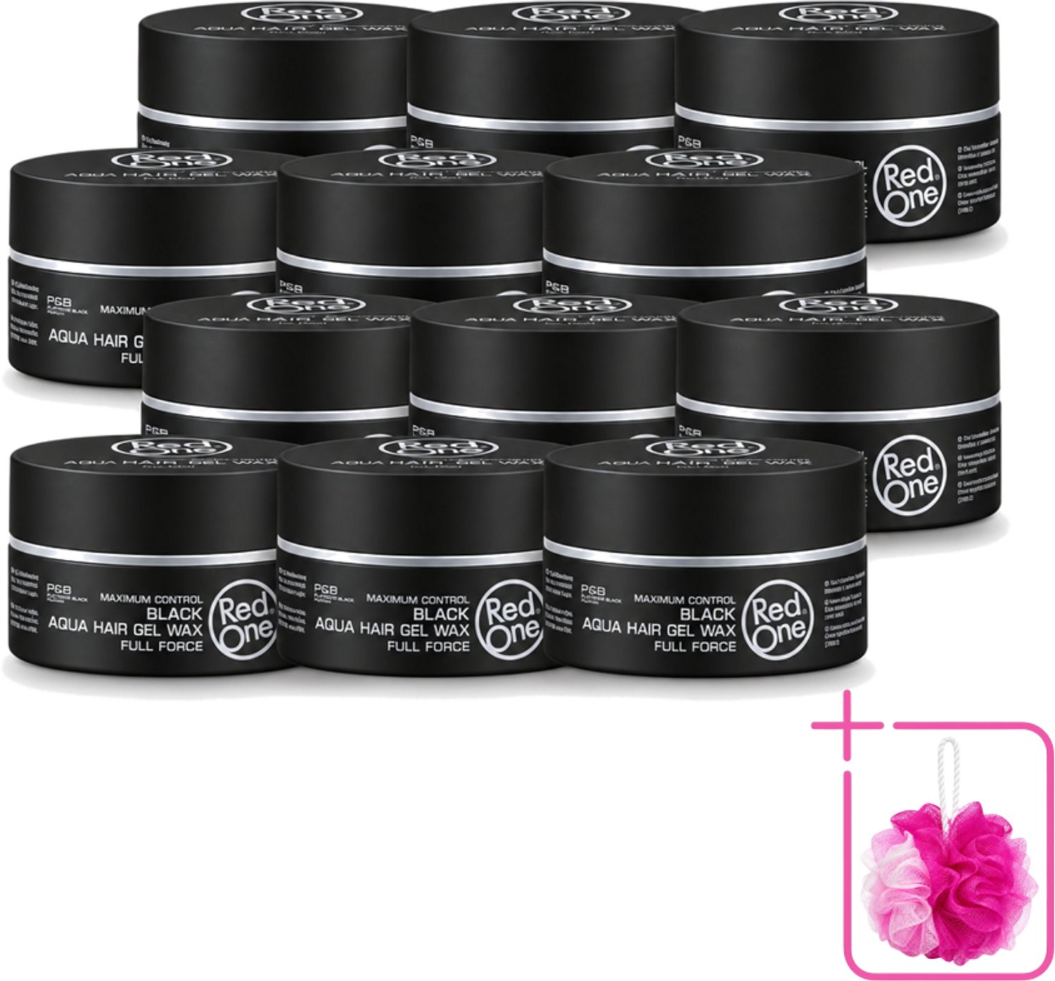 12 x Red One - Haarwax - Black - Aqua Hair Gel Wax - Voor Krachtige Fixatie & Glans - 150 ml - Bulkverpakking - Haarwax - Haargel