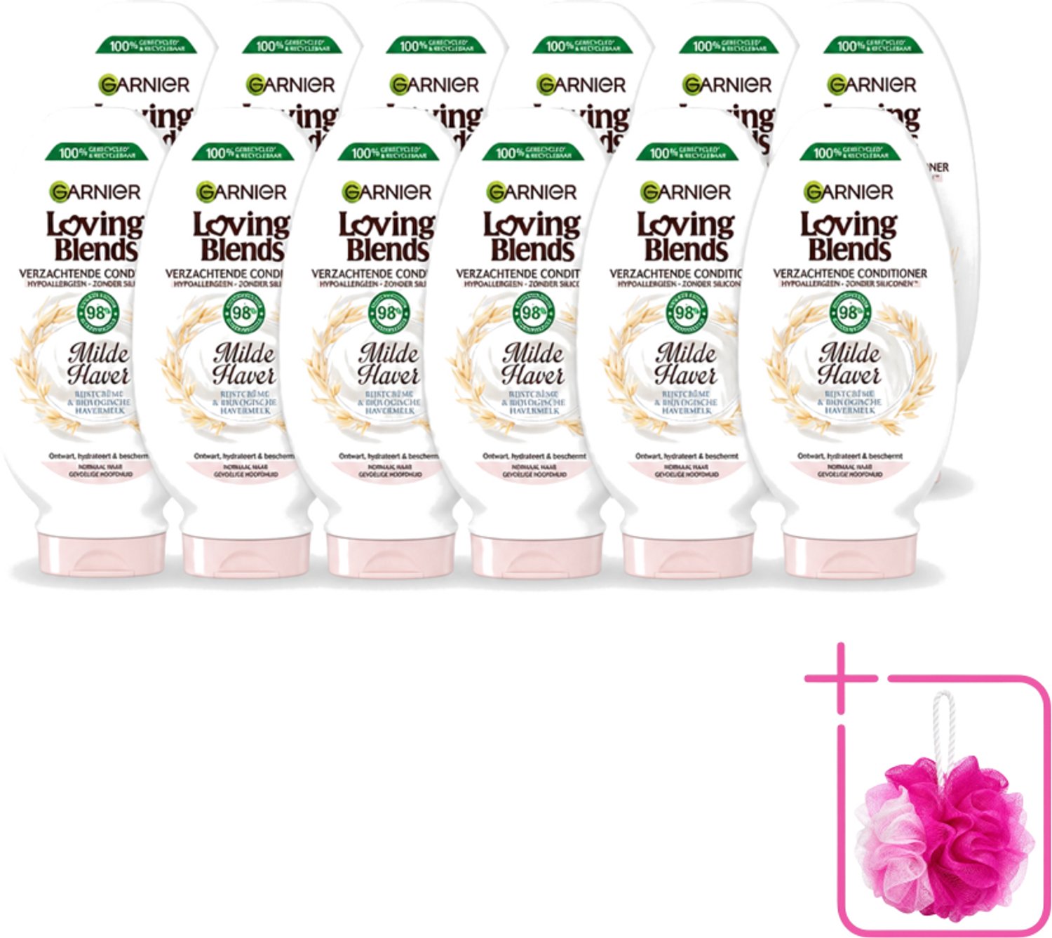 12 x Garnier - Loving Blends - Conditioner - Milde Haver - Normaal Haar & Gevoelige Hoofdhuid - 250 ml - Bulkverpakking - Conditioner voor gevoelige hoofdhuid - Douchemop - Milde conditioner