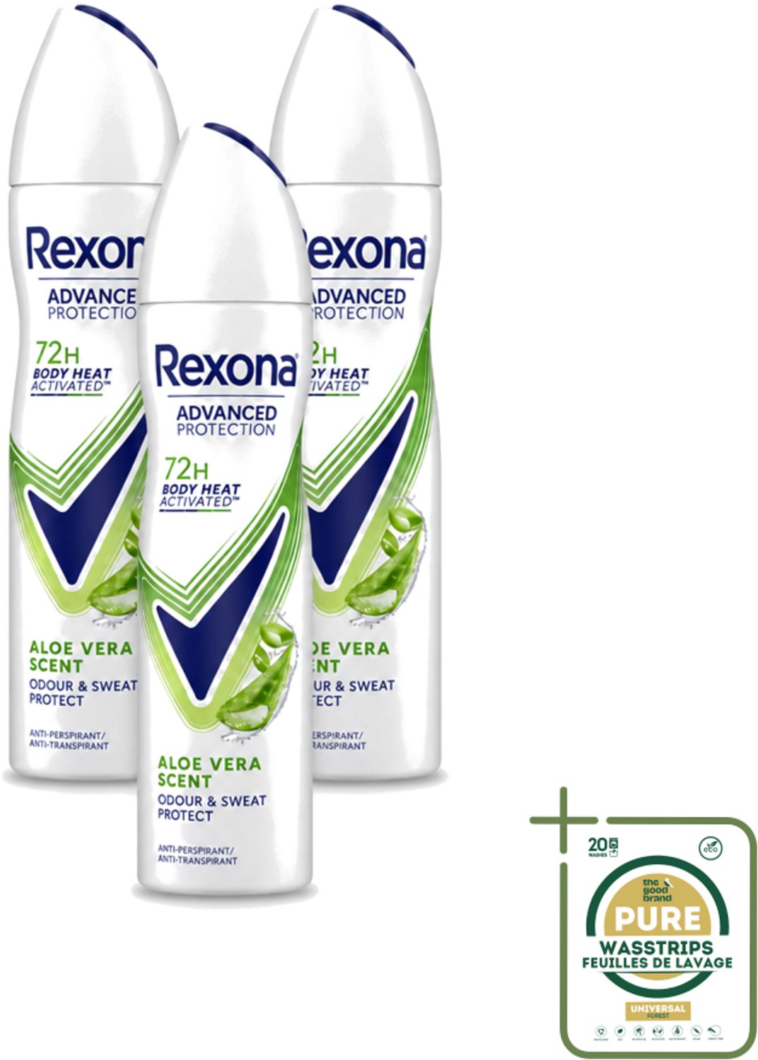 3 x Rexona - Deodorant - Spray - Aloe Vera Scent - 150ml - Deodorant Spray - Aloe Vera Geur - Zweetbestendig - Droog Snel - Fris Gevoel