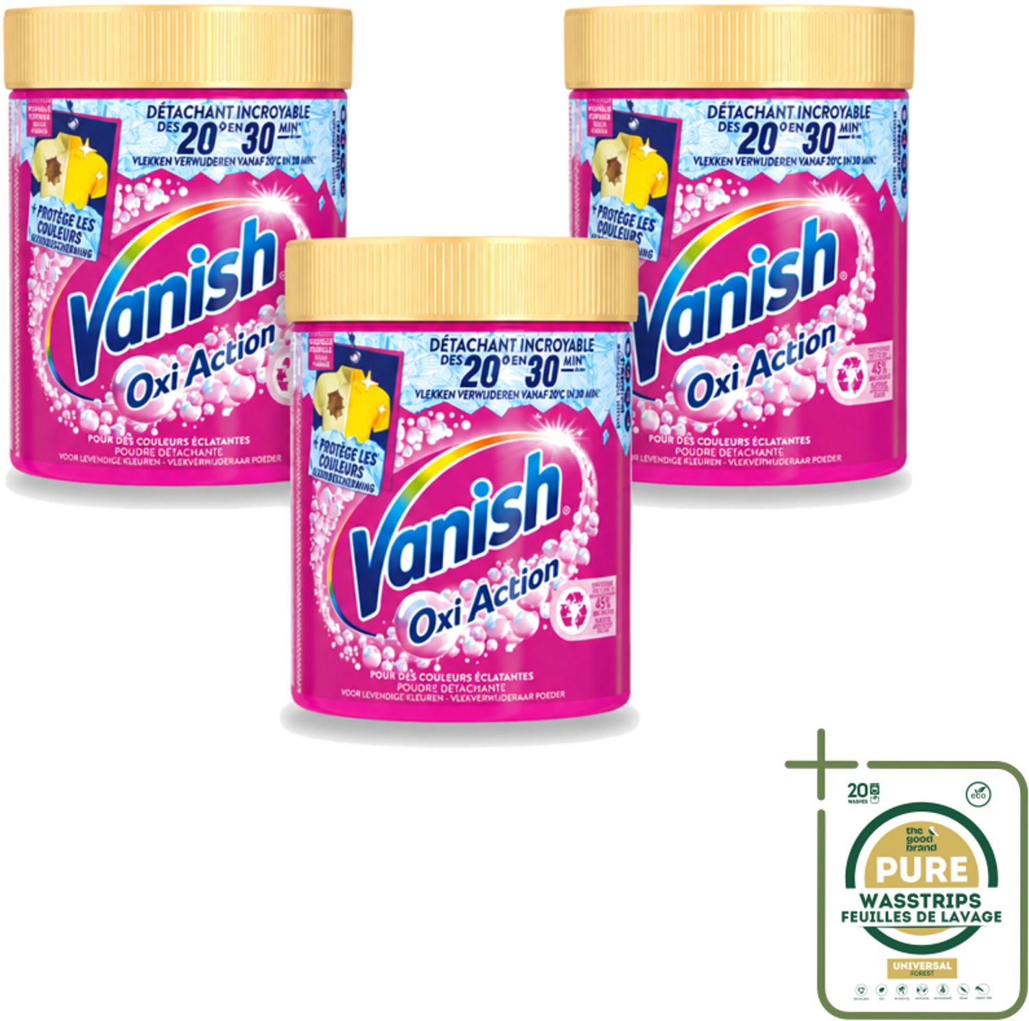 3 x Vanish – Wasbooster Poeder – Oxi Action Gekleurde Was – 470 g - Wasstrips - Wasbooster Poeder - Gekleurde Was - Vlekverwijdering - Kleurbehoud - Anti-verkleuring