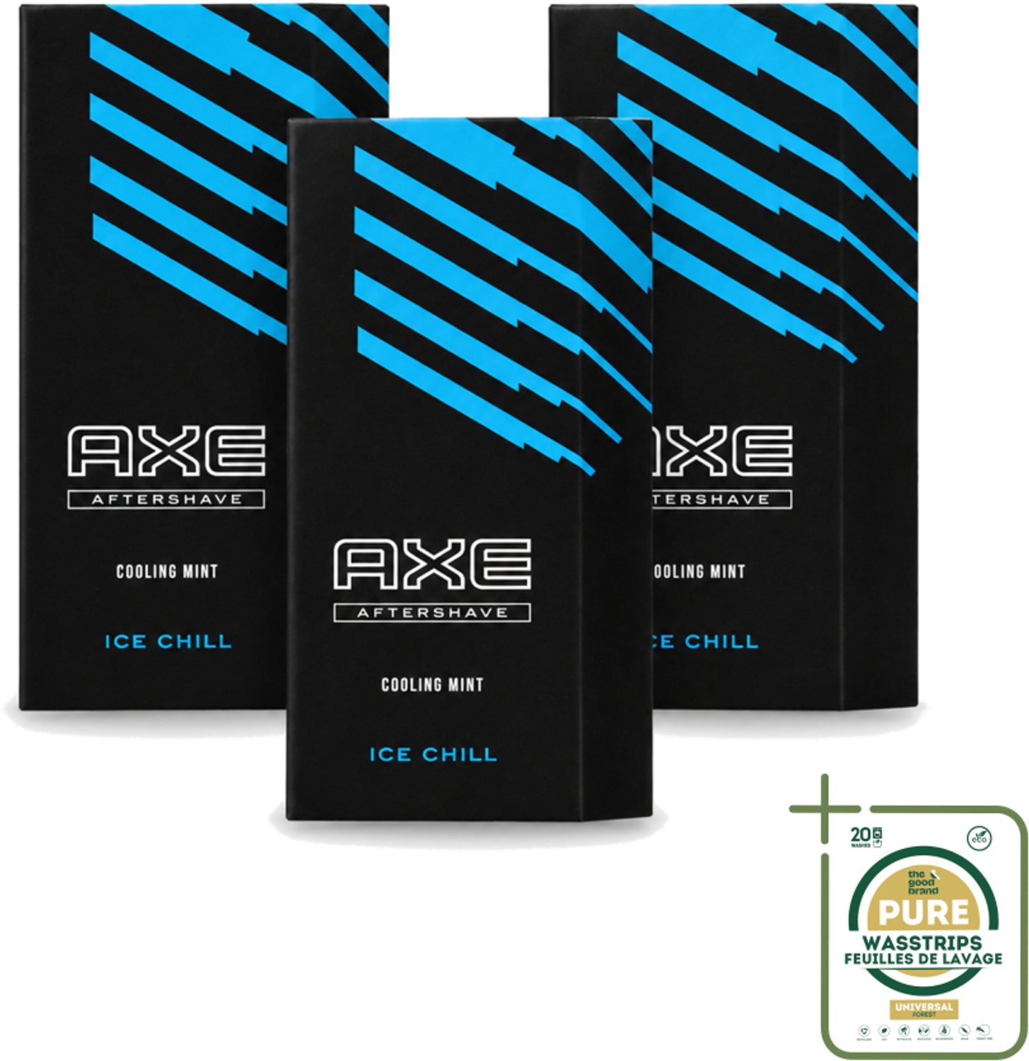 3 x Axe – Aftershave – Ice Chill – Cooling Mint – 100 ml - Wasstrips - Aftershave - Aftershave Ice Chill - Cooling Mint - Verkoeling Na Het Scheren - Huidverzorging