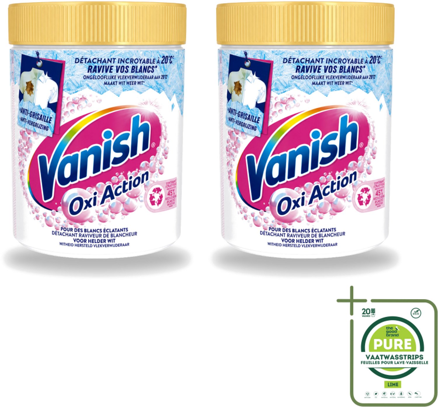 2 x Vanish – Wasbooster Poeder – Oxi Action Whitening Witte Was – 940 g - Grootverpakking - Vaatwasstrips - Wasbooster - Witte Was - Vlekverwijderaar - Zuurstoftechnologie - Wasprogramma