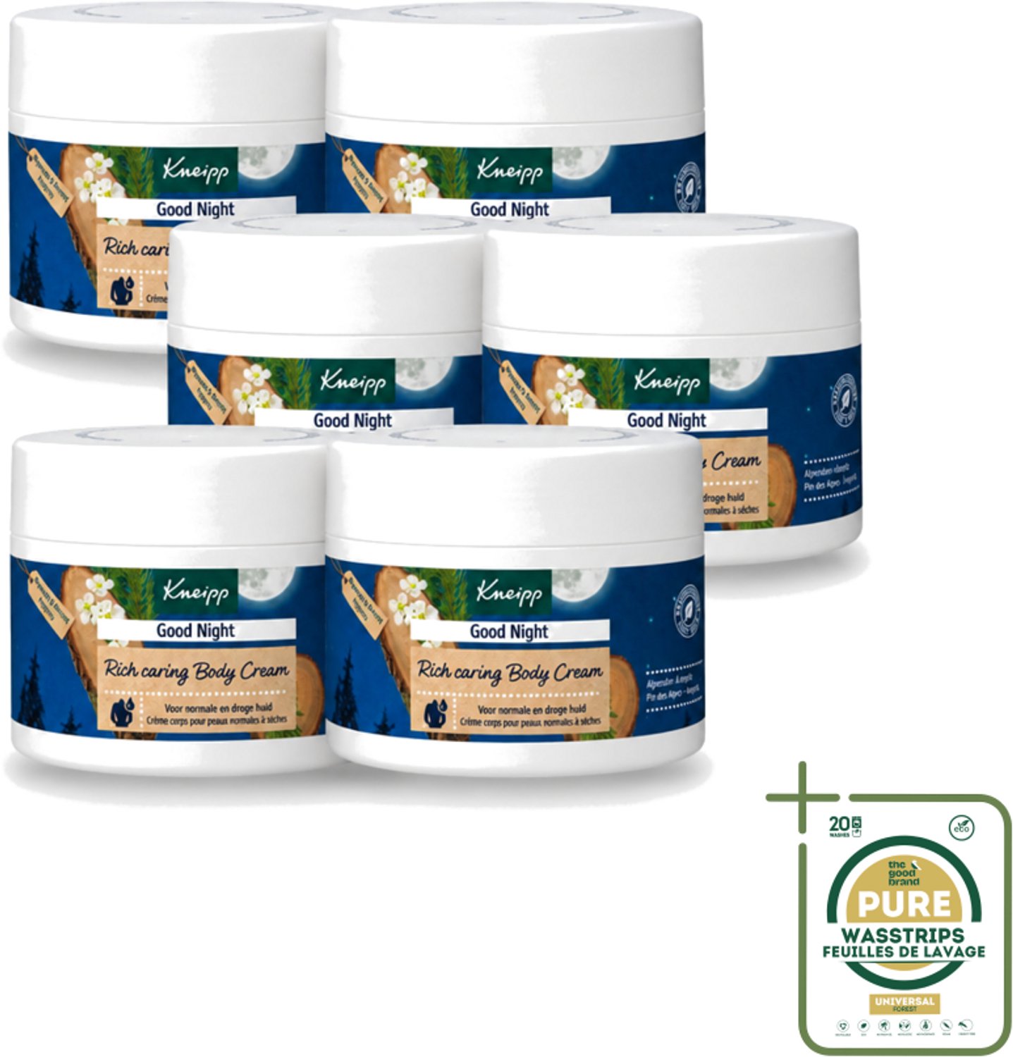 6 x Kneipp – Bodycrème – Good Night Alpenden & Amyris – 200 ml - Wasstrips - Nachtverzorging - Ontspanning - Slaap - Stress - Huidverzorging