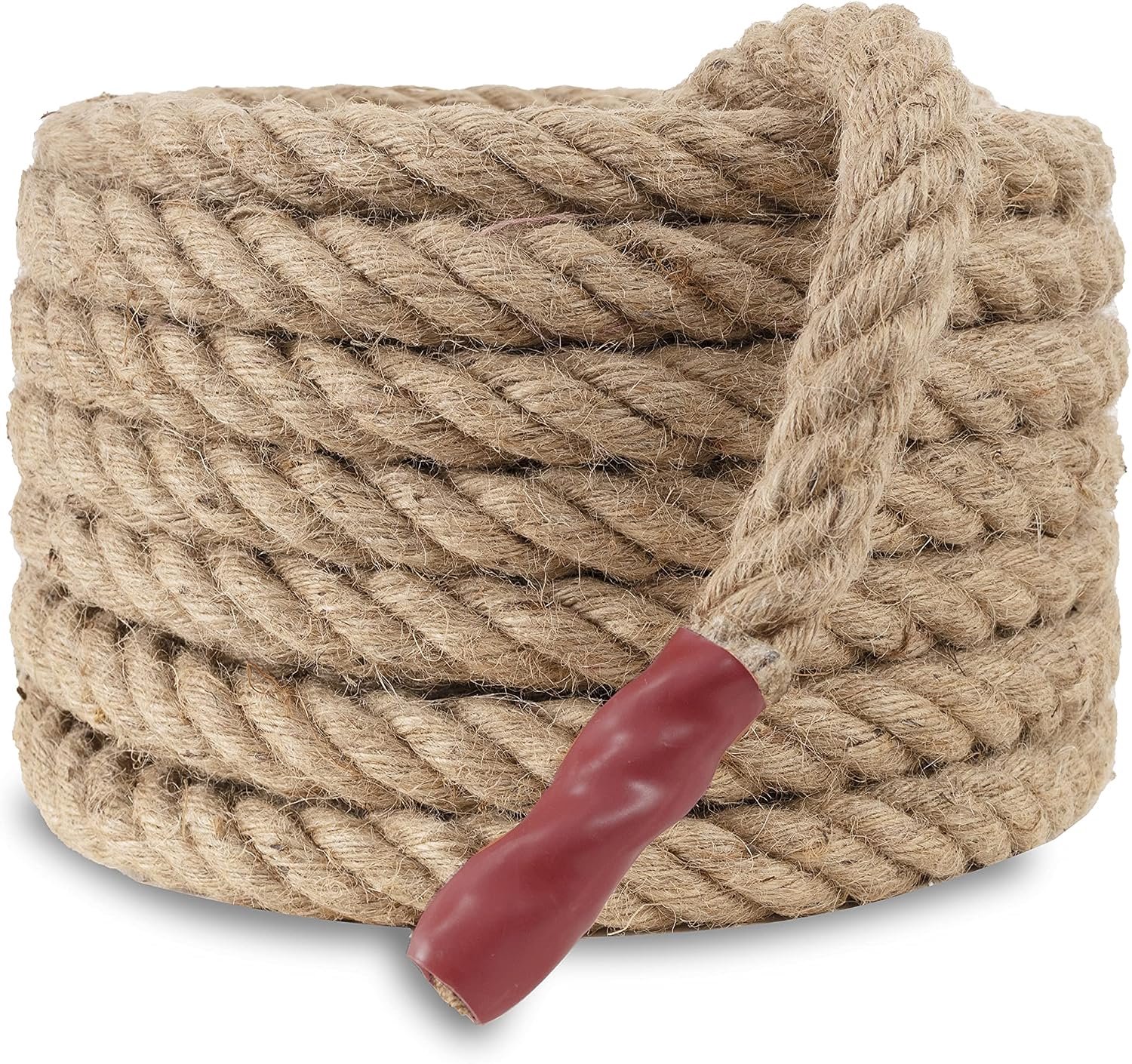 Natuurlijke jute manilla-touw, gedraaid 4 strengen vezelhenneptouw voor sport, decoratie, speelgoed voor huisdieren, ambachten, touwtrekken, fitness, binnen en buiten, (1 1/2 "x 45 ft)