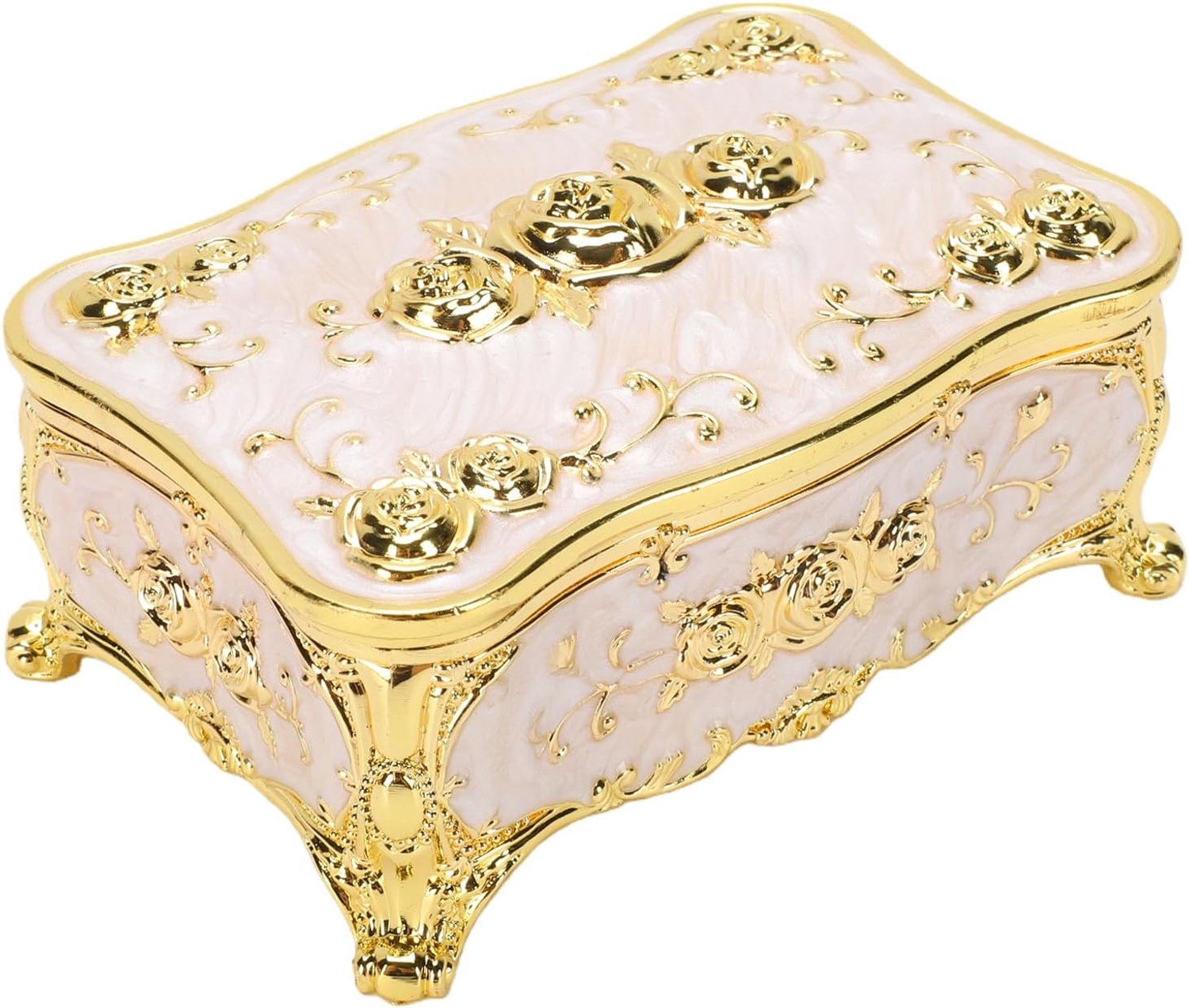 Chrees Sieradendoos met Rose patroon, kleine vintage aandenkoffer (3)