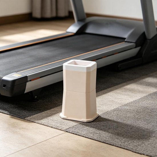 2 Stuks Stapelbare Treadmill Incline Riser Blocks Antislip Verstelbare Verhogers voor Thuis Gym Stevige Steunpoot Pads voor Nivelleren Hellende Training Beige — afbeelding 3