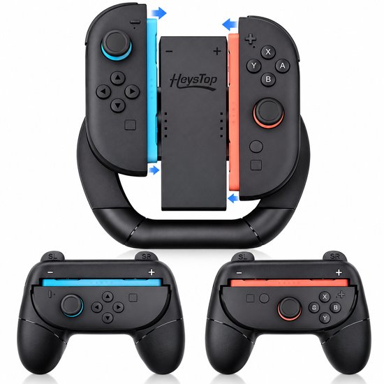 HEYSTOP Joy-Con Handgreep voor Nintendo Switch 2, 3-in-1 Joy-Con comfortabele grip, hoes set, gamecontroller accessoires, perfect voor racegames voor twee spelers, compatibel met Nintendo Switch 2
