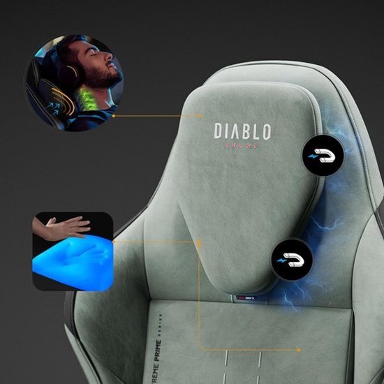 Ergonomische gamingstoel - met stoffen bekleding, luxe kussen en lendensteun - zitting tot 140 kg — afbeelding 2