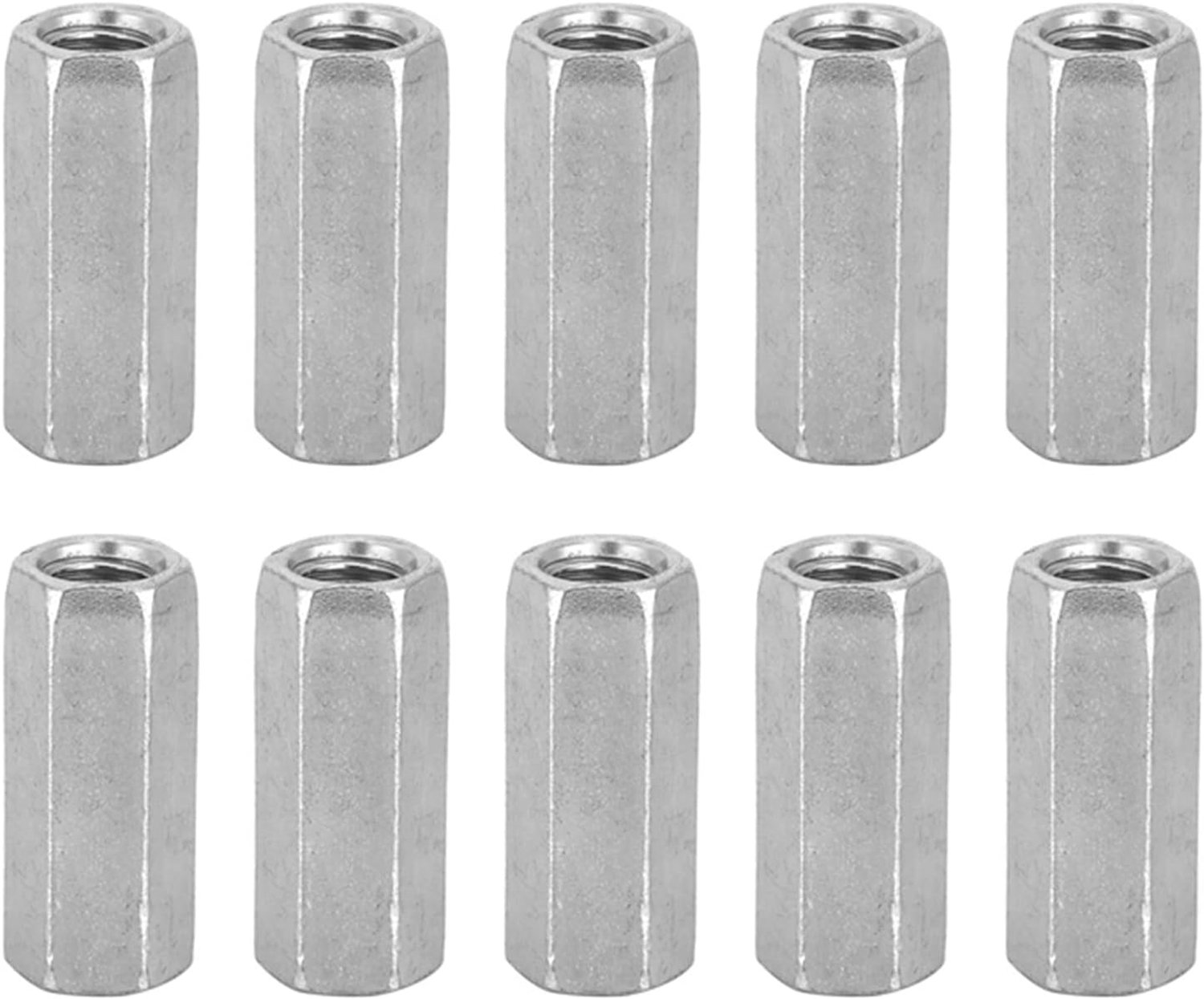 Hex Nuts M8 x 30, Galvanized Carbon Steel, 10 Pieces, Long Rod Nuts for Industrial Fastening - ShopVlot