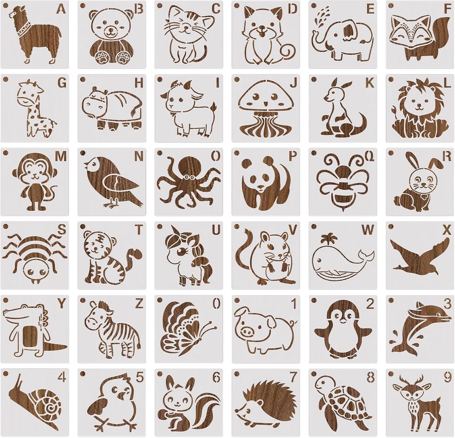 Schattige Dieren Sjablonen voor Kinderen - 36 Stuks Creatieve Verf Templates voor Kunst en Knutselen