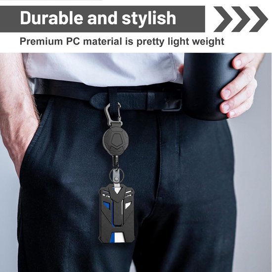 2 stuks uittrekbare sleutelhanger met badgehouder, uittrekbare badgehouder met riemclip, badgehouder met 60 cm staalkabel en sleutelring, uittrekbaar sleutelkoord, draagvermogen 8,0 oz — afbeelding 5