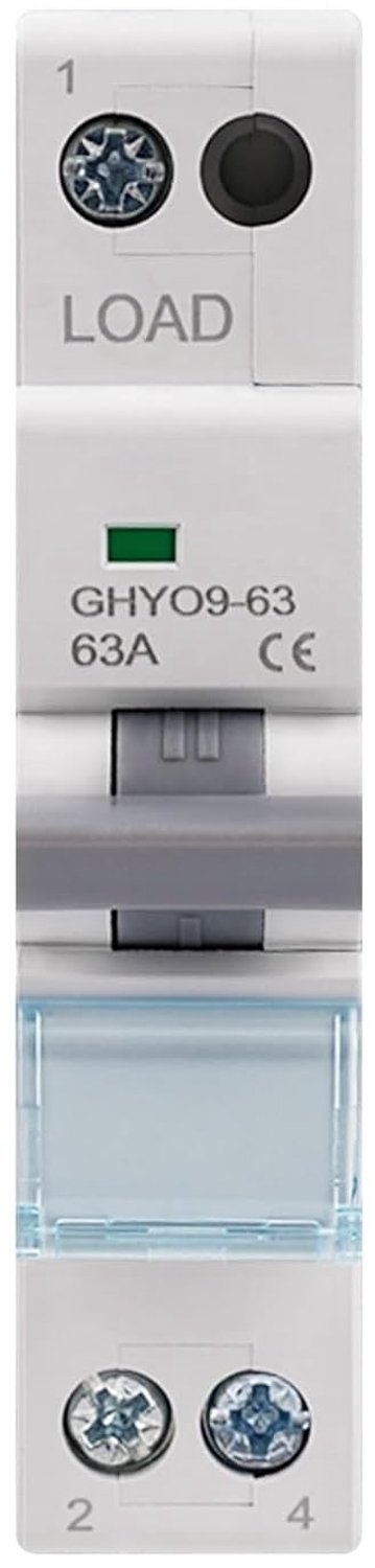 Jadeshay Omschakelaar 63A 1P Dual Power Transferschakelaar Handmatige Transfer Schakelaar 230VAC Met Stroomindicatielampje DIN-rail Montage