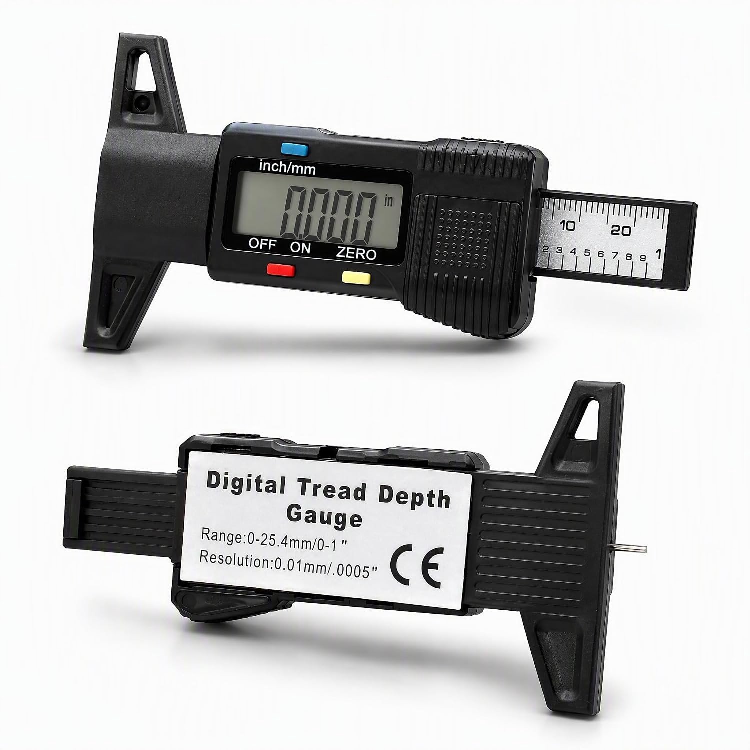 Digitale Bandenprofielmeter met LCD-display voor Diepte, Druk en Conversie naar Inch en MM