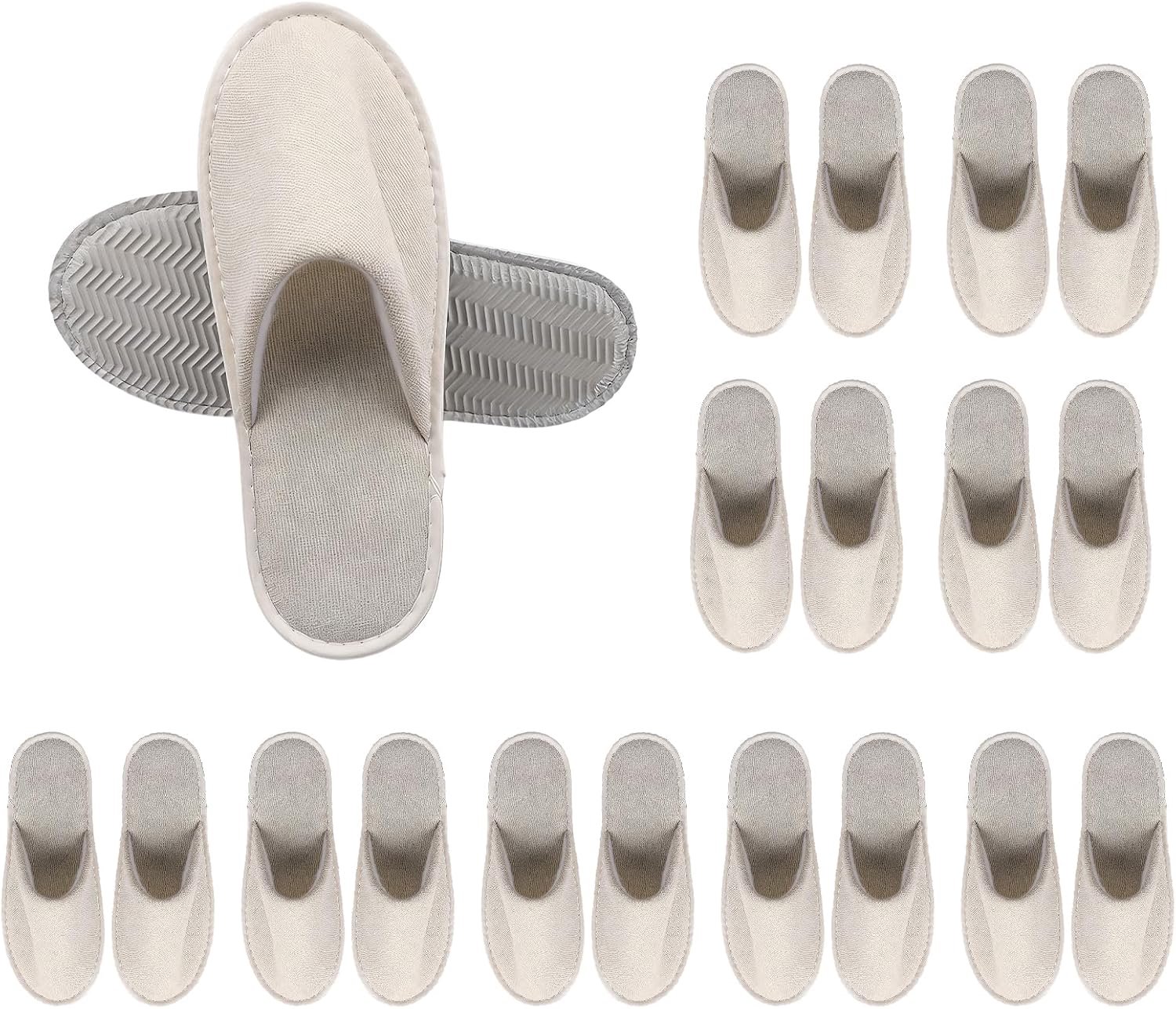 10 paar koraalfleece hotelslippers: 29 × 11,5 cm antislipzool spa-pantoffels, gastenpantoffels voor thuis, slaapkamer, badkamer, binnen, hotel of commercieel gebruik (geel)
