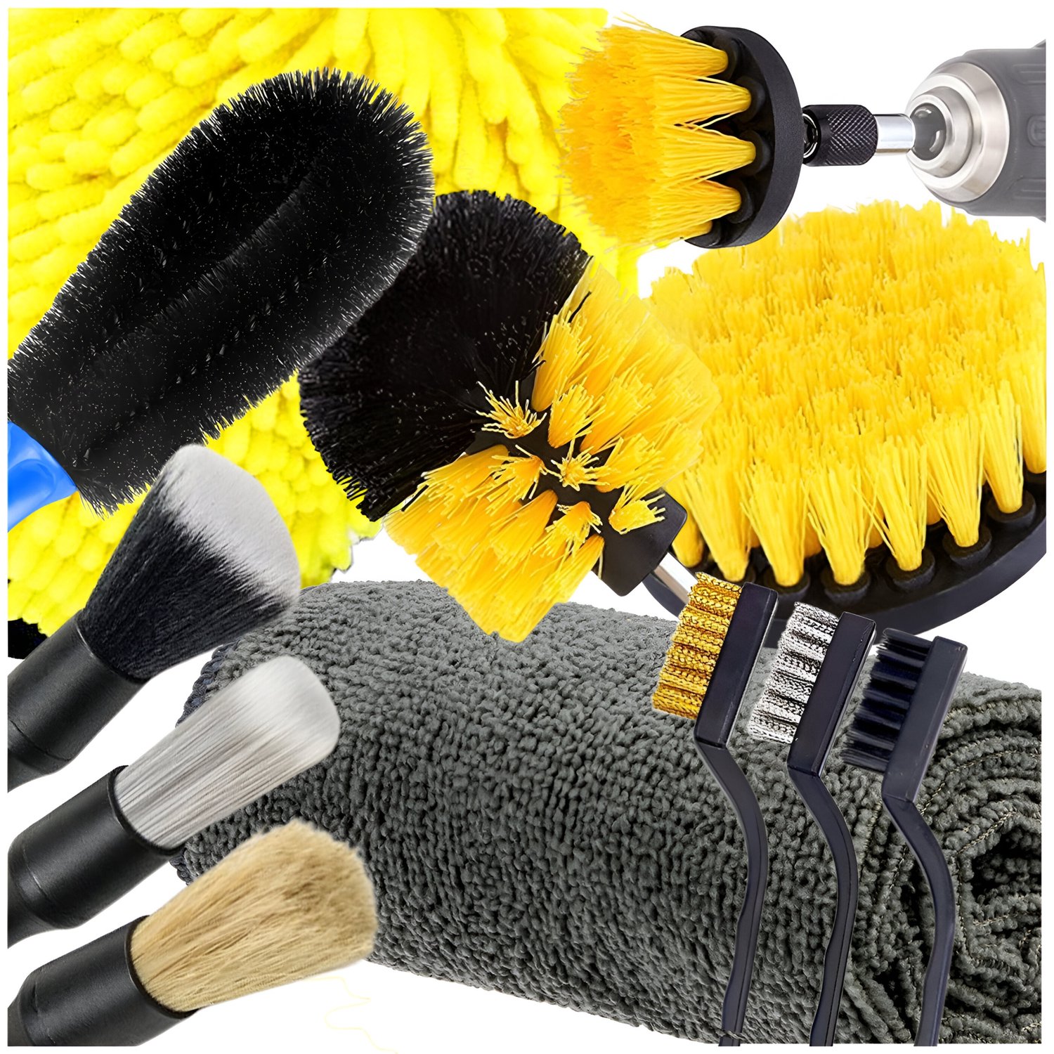 12-delige Auto Detailset: Borstels, Kwasten & Microfiber