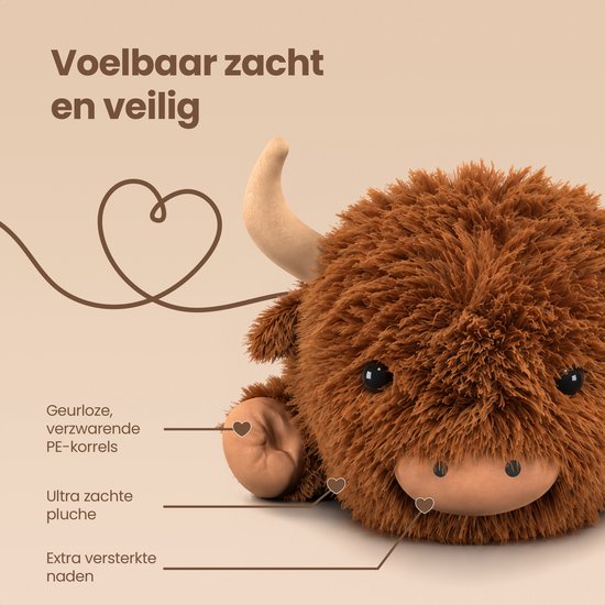 Olyza Verzwaringsknuffel Hoogland Koe - Verzwaarde Knuffel - 2.1kg/60cm - Weighted Stuffed Animal - Voor kinderen & volwassenen - Sensorisch Speelgoed - Plushie - Zware Knuffel - Slaapknuffel - Anxiety Knuffel — afbeelding 4