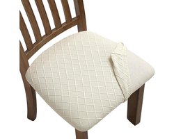 Fuloon Stretch jacquard-stoelhoezen, set van 4, afneembare wasbare eetkamerstoelhoezen, anti-stof, eetkamerstoelhoezen (4, beige)