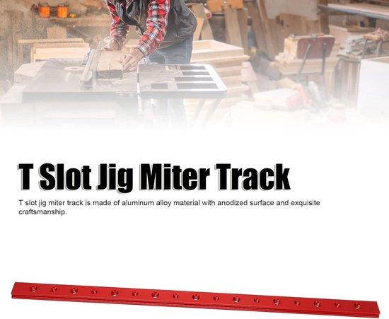 Verstekrail houtbewerking 450 mm aluminium verstek T-rail zwaar uitgevoerd stevig geanodiseerd voor doe-het-zelf houtbewerkingsprojecten en werkbankmodificatie (Rood) — afbeelding 3