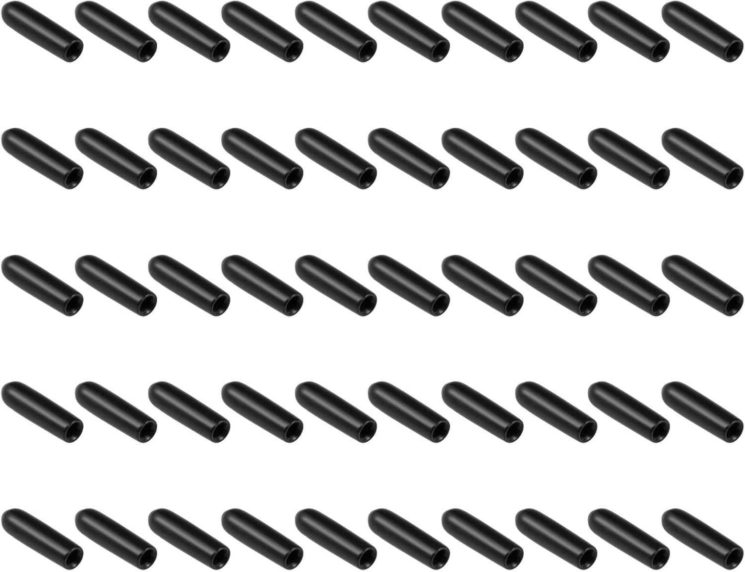 Set van 200 Rubber End Caps - Ronde Beschermers voor Buiten, Schroeven en Draad (3mm ID Zwart)