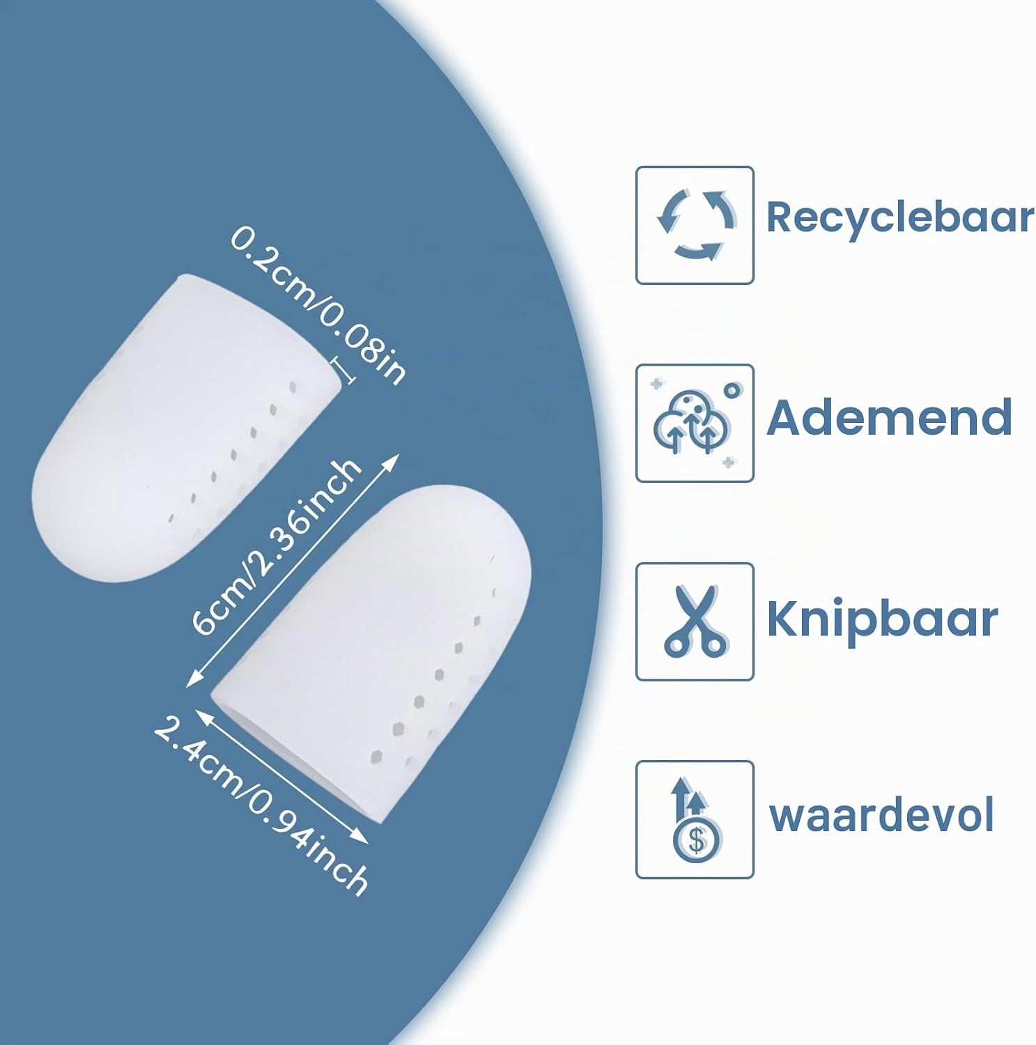 Set van 16 siliconen teenbeschermers en vingertoppen voor blaren, likdoorns en ingegroeide teennagels, pijnverlichting en comfort