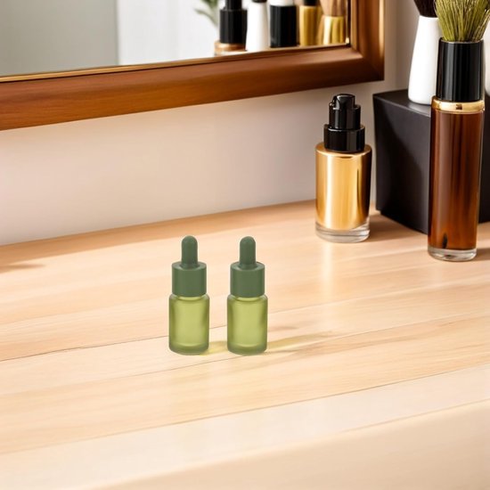 3 Stuks Groene Matte Glazen Druppelflessen Navulbare Pipetflessen voor Essentiële Oliën Aromatherapie Reizen Draagbare Hervulbare Vloeistofcontainers — afbeelding 4