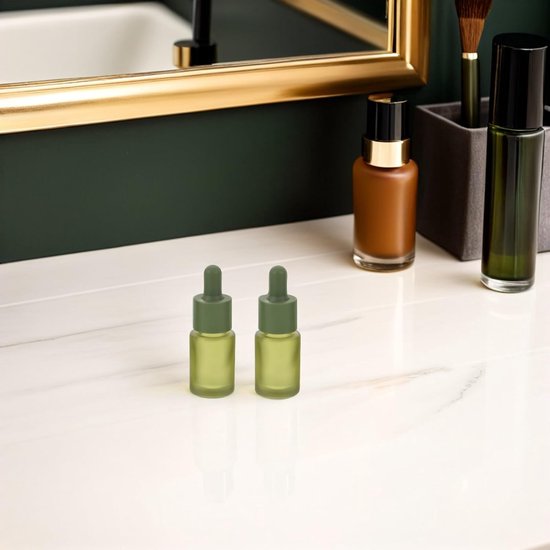 3 Stuks Groene Matte Glazen Druppelflessen Navulbare Pipetflessen voor Essentiële Oliën Aromatherapie Reizen Draagbare Hervulbare Vloeistofcontainers — afbeelding 3
