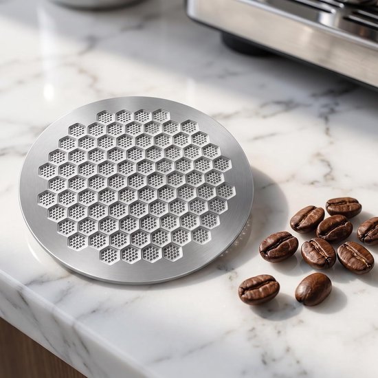 2 stuks Puck Screen 53,3 mm, herbruikbare koffiefilter van roestvrij staal, honingraatgaas, enkellaags, accessoires voor filterdeur, espressomachine — afbeelding 4