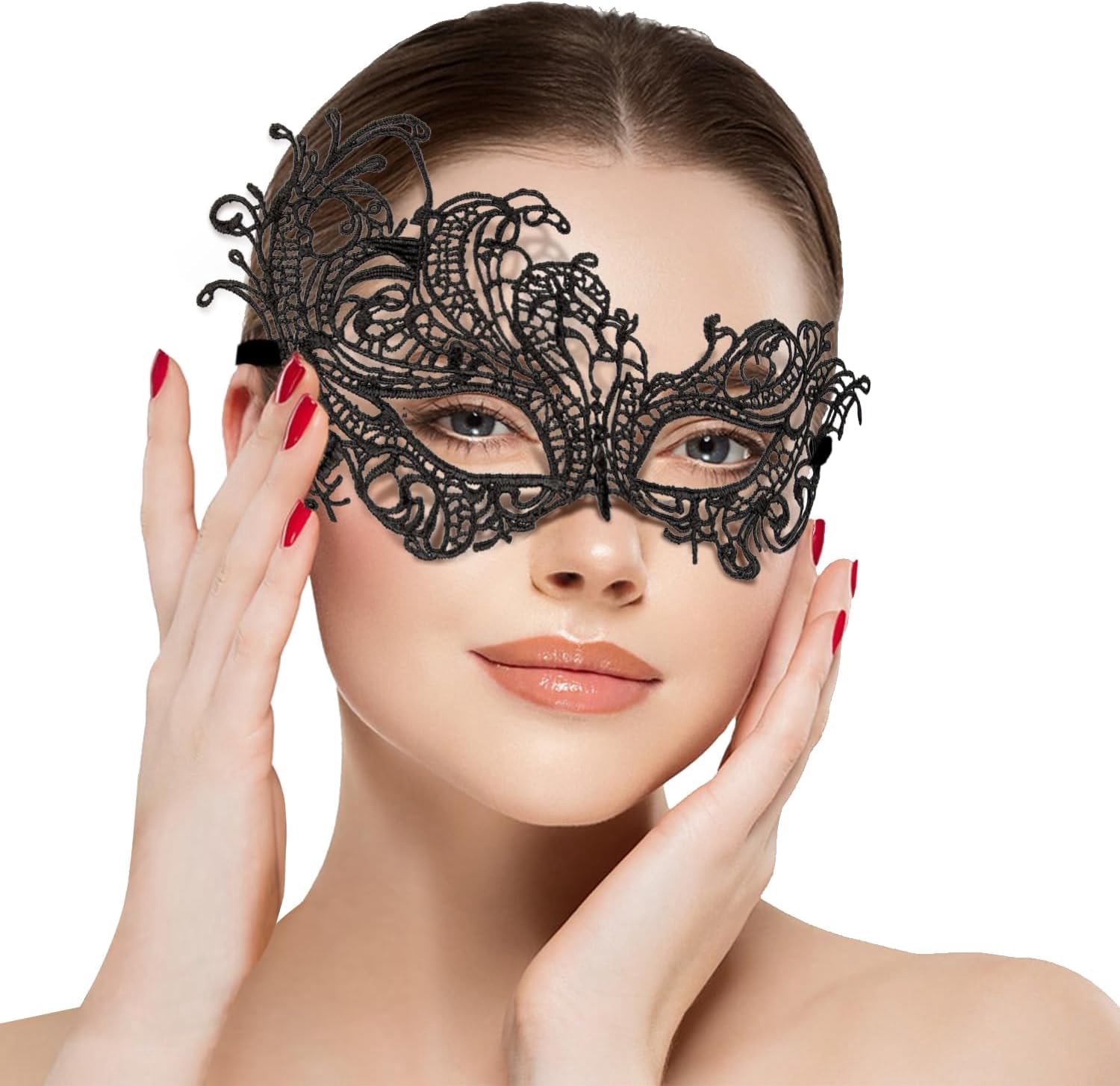 Kanten masker, Venetiaans masker voor dames, kant, maskerbalmasker voor dames, zwart, zwart oogmasker, kostuum, Venetiaanse carnavalsmaskers, voor maskerbal, Halloween en carnaval