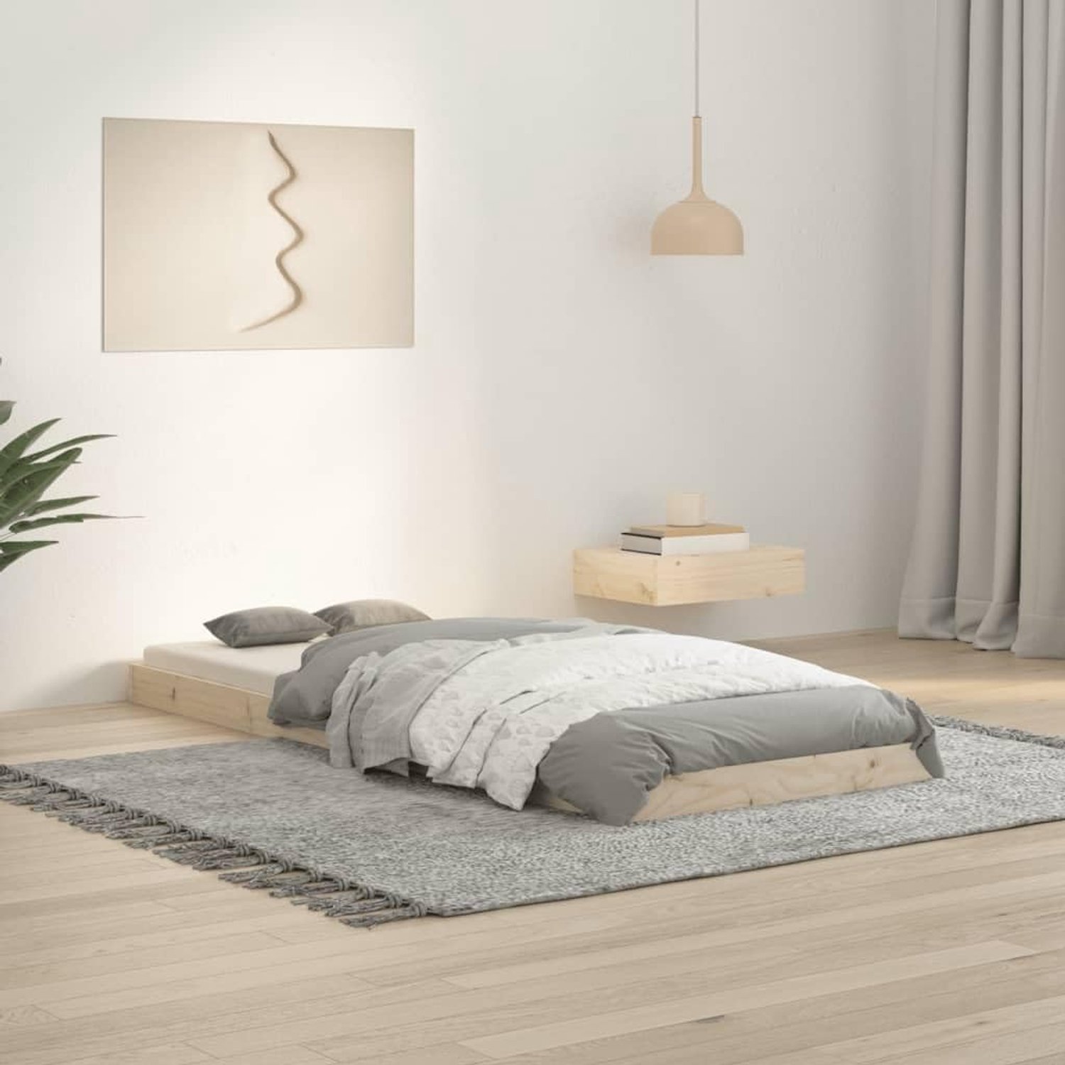Bedframe familiebed palletbed massief houten bed 75x190 cm grenen 2FT6 Small Single